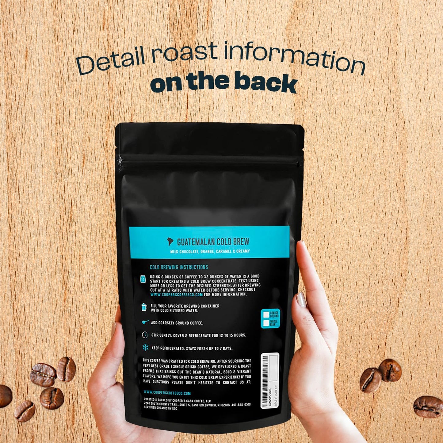 Organic Cold Brew Coffee - Guatemalan Coffee Beans Crafted For Cold Brewing - Whole Bean, Medium Roast, 16oz (Whole Bean)