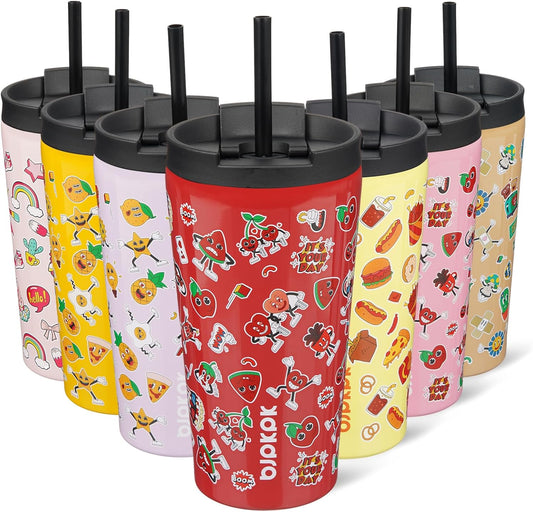 BJPKPK 18oz Tumbler With lid And Straw Stainless Steel Travel Coffee Mug Insulated Tumblers Cups,Passionate-Red