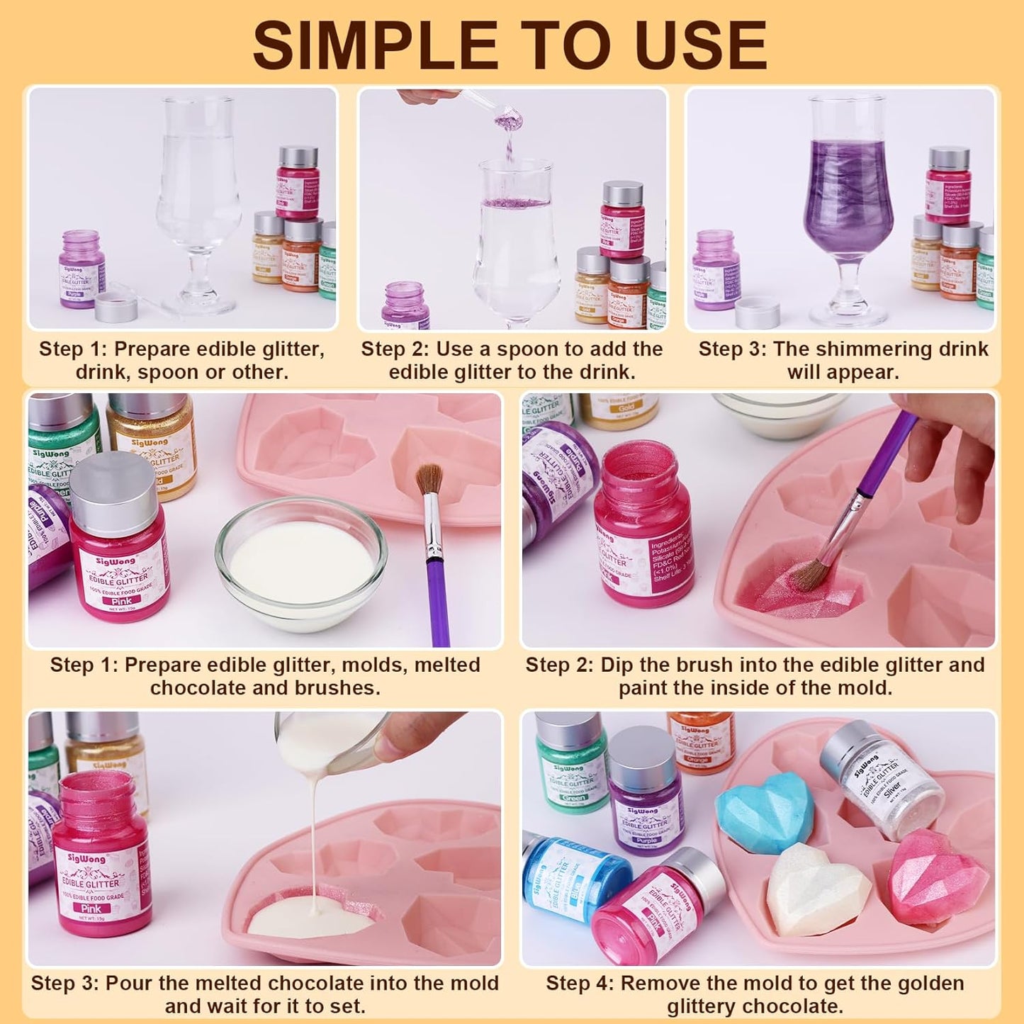 Rose Gold Edible Glitter - 15g Food Grade Luster Dust Powder, Cake Decorating Sprinkle Glimmery Dust for Drinks, Wine, Fondant, Chocolate, Candy, Cookie, Vegan