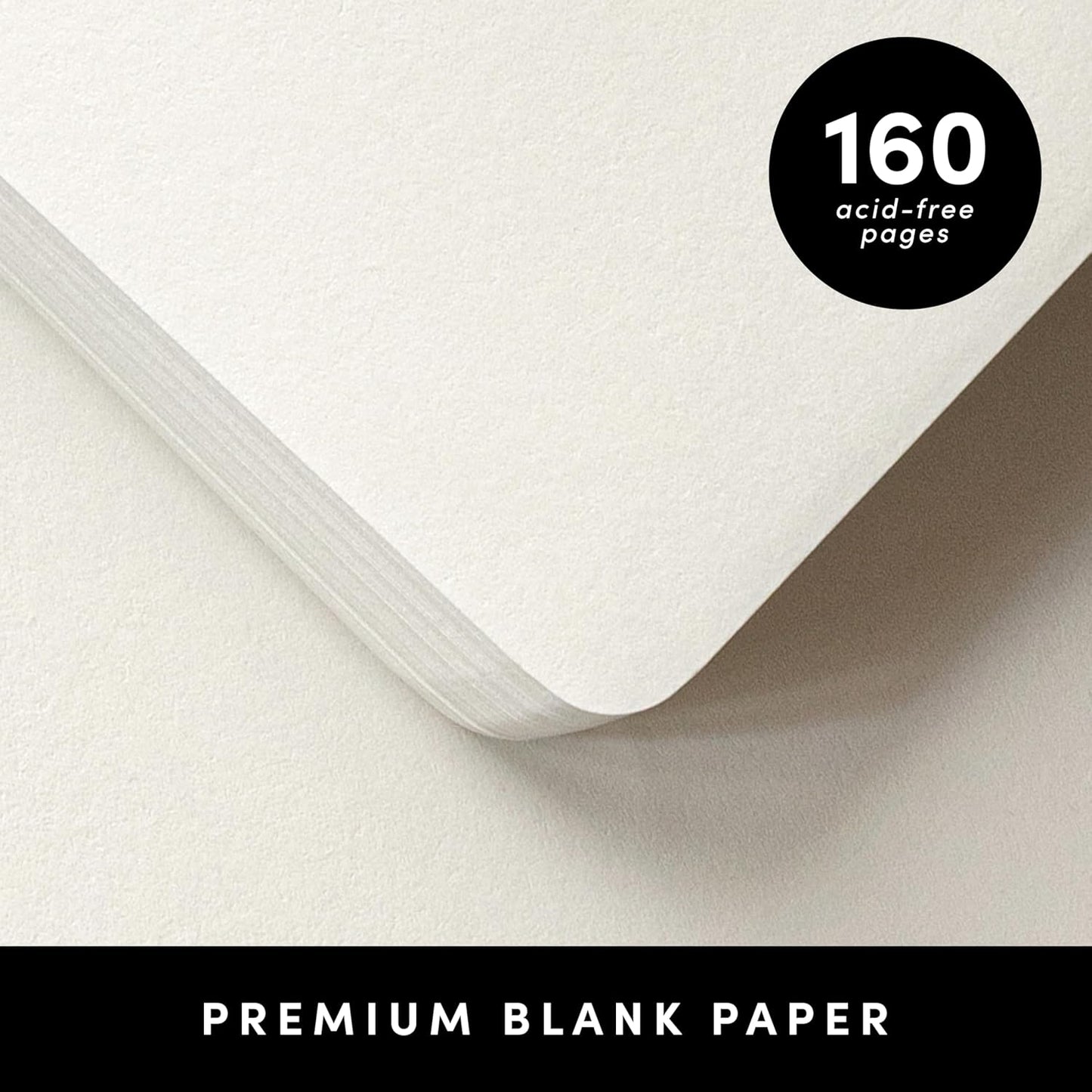 PAPERAGE Blank Journal Notebook, (Light Grey), 160 Pages, Medium 5.6 in x 8 in - 100 GSM Thick Paper – Hardcover Journaling Notebook for Work, School, Note Taking or Sketching