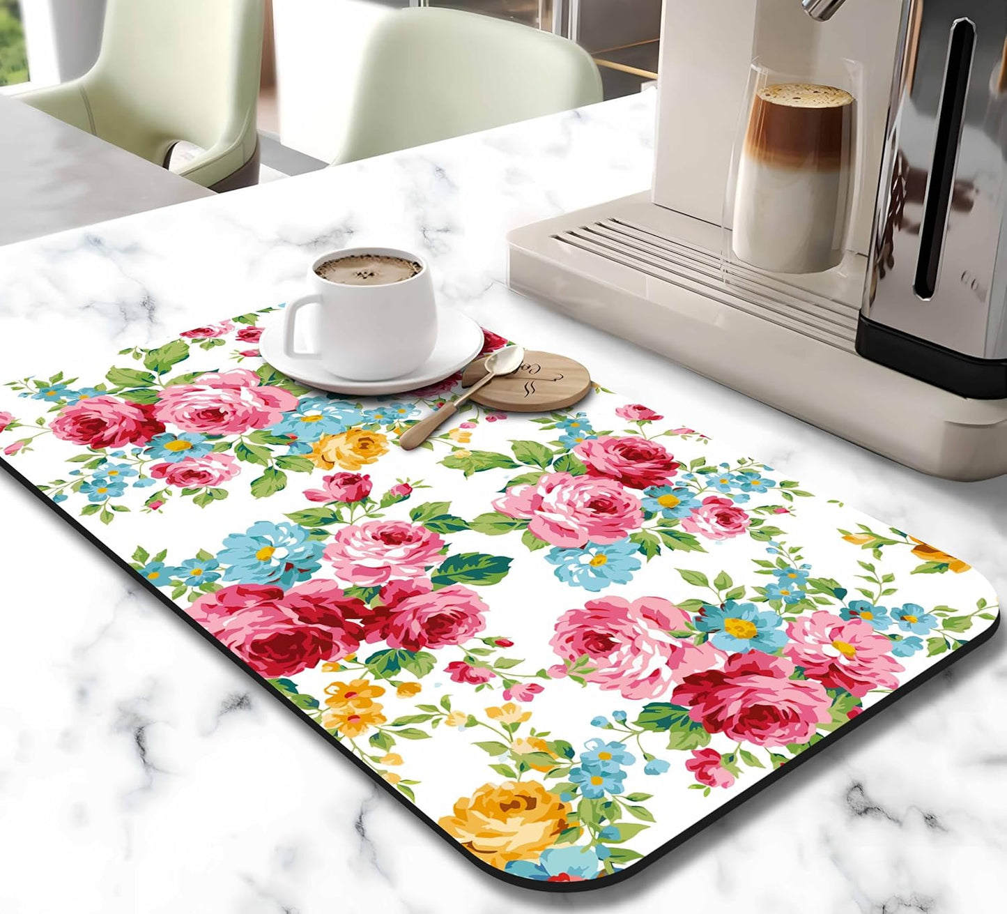 Dish Drying Mat for Kitchen Counter 20x12in Washable Quick Dish Drying Pad Rubber Backed Absorbent Draining Mat Fit Kitchen Counter,Bar,Under Sink,Dishes,Utensils,Dish Rack