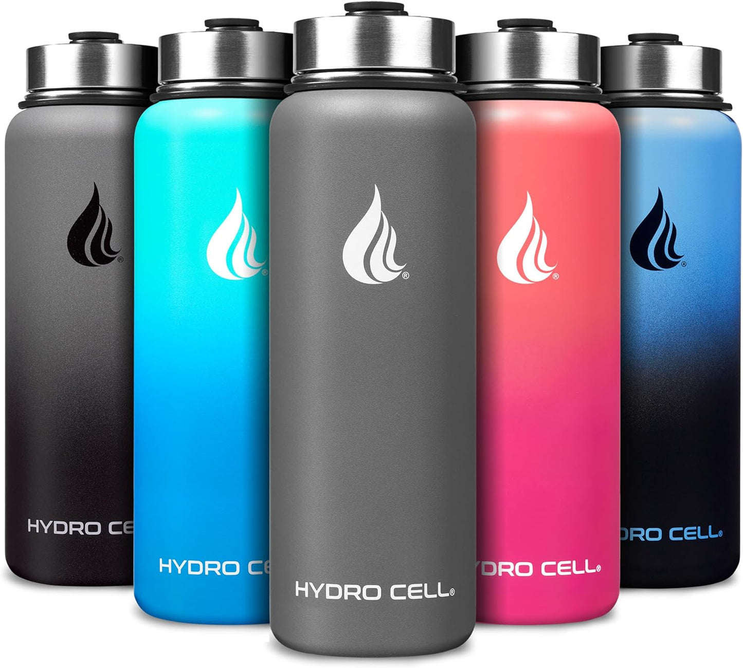 HYDRO CELL Stainless Steel Insulated Water Bottle with Straw - For Cold & Hot Drinks - Metal Vacuum Flask with Screw Cap and Modern Leakproof Sport Thermos for Adults (Graphite 40oz)