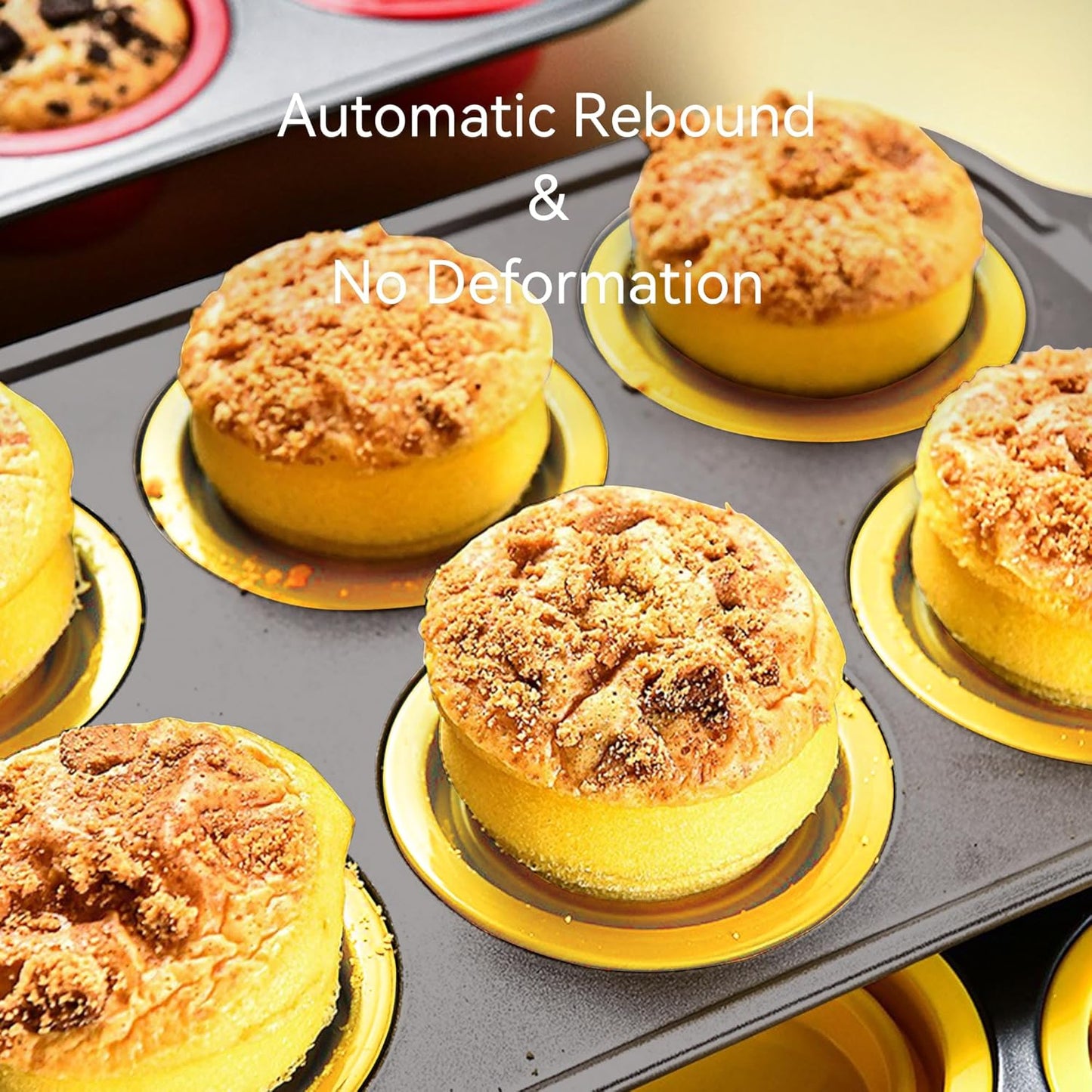 8 Piece Nonstick Baking Pans, Silicone Bakeware Set with Press to Release Design, Oven Mitts, Spatula & Brush Flexible, Stackable, BPA Free, Dishwasher & Oven Safe, Yellow