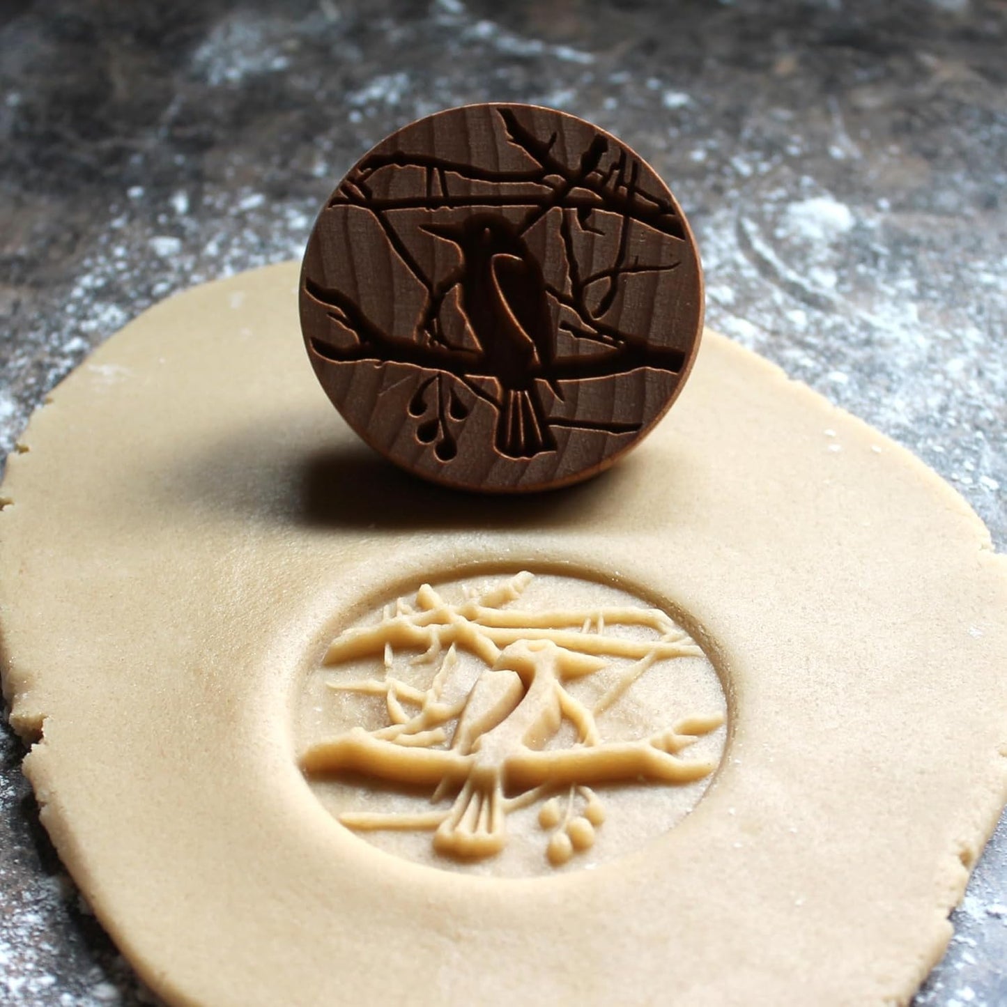 Wood Cookie Stamp, 2.5 Inch (Bird in a Tree CS-123)