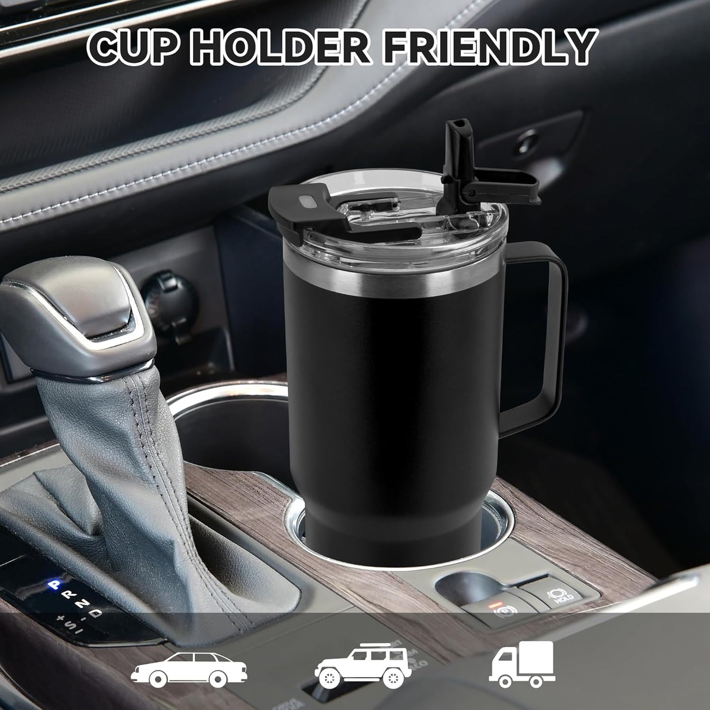 HASLE OUTFITTERS 30oz Tumbler With Handle, Insulated Travel Coffee Mug With Straw Leak-Proof Double Wall Stainless Steel Vacuum Tumblers Metal Cup with Straw for Hot and Cold Drink