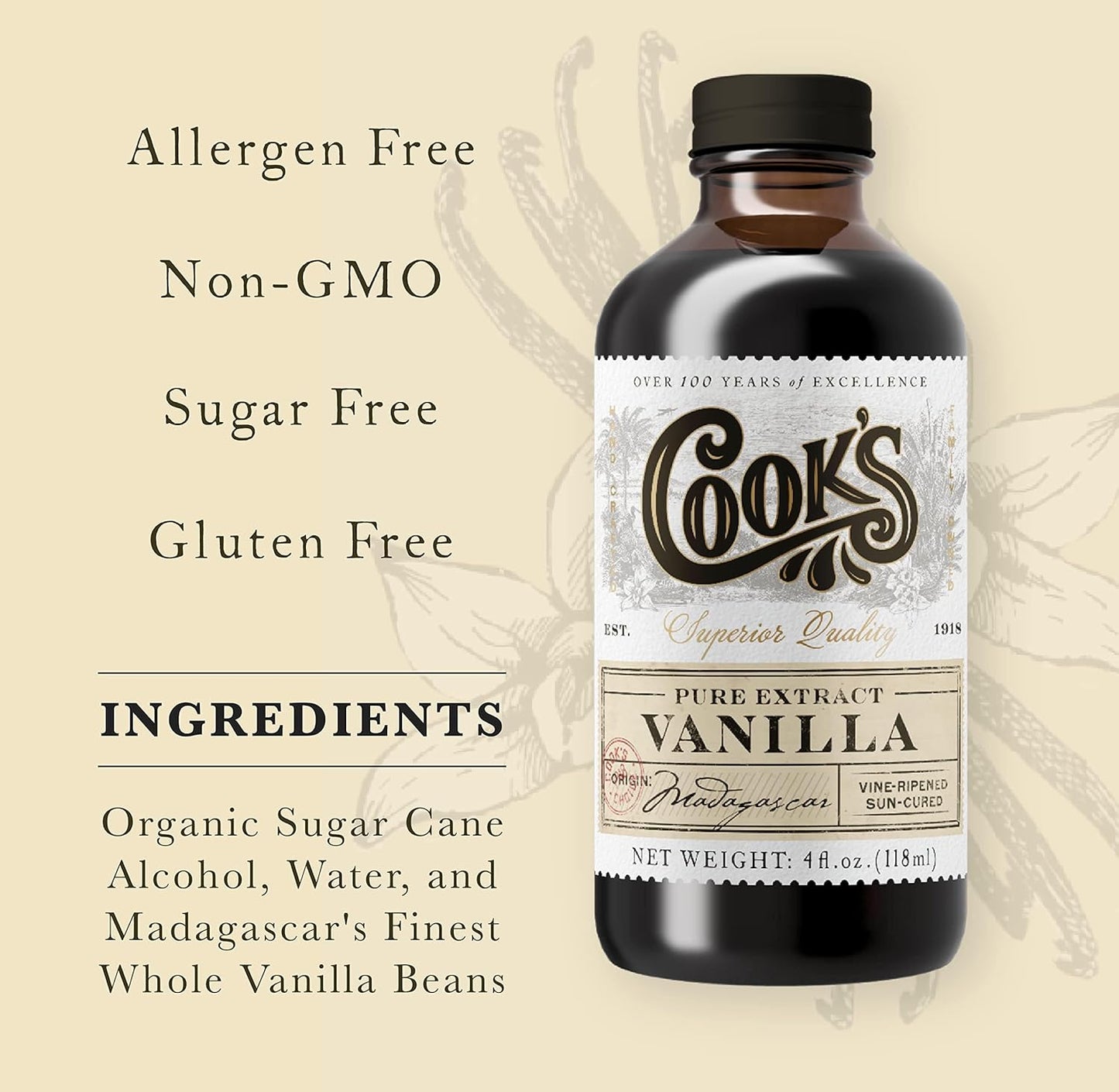 Cook's, Choice Premium Quality Pure Vanilla Extract, 16 oz