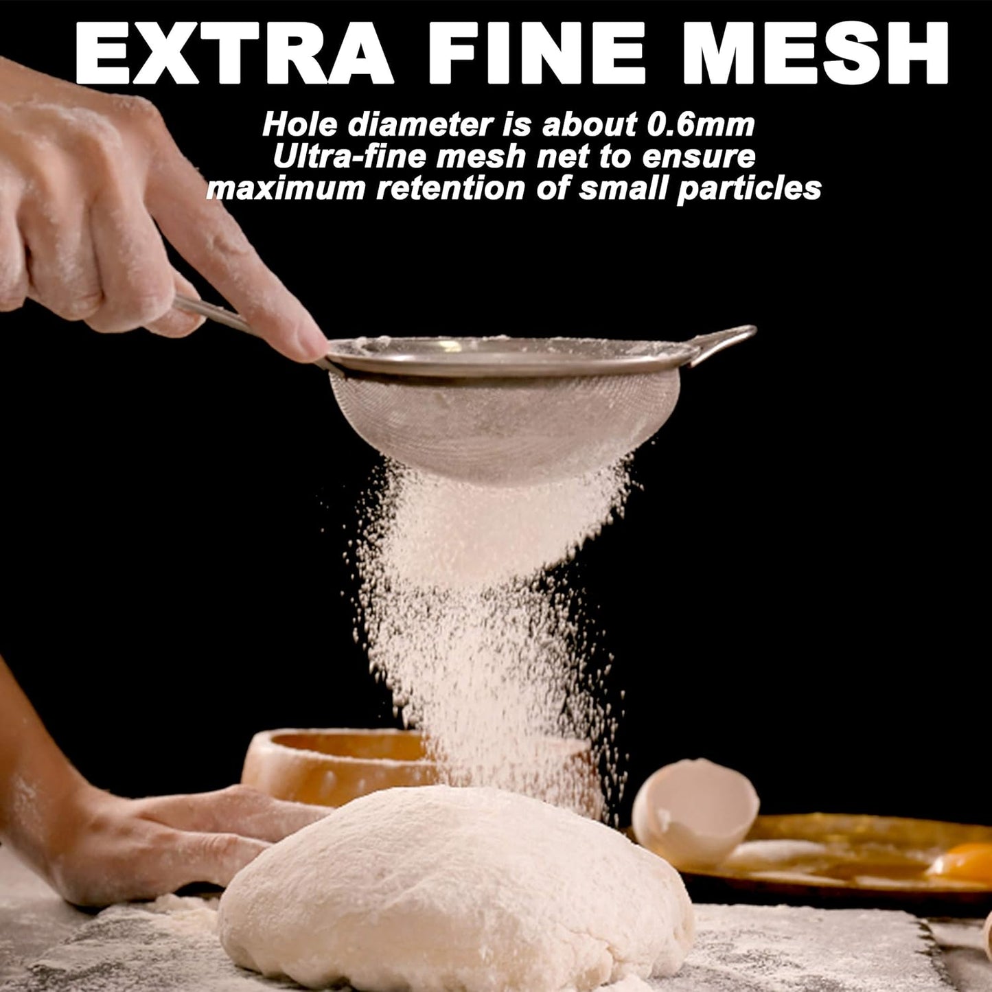 Anaeat Fine Mesh Strainers - Premium Stainless Steel Colander Sieve Sifters, with Durable Mesh and Sturdy Handle, Excellent for Sifting Dry ingredients, Flour, Pastas, Rice, Tea (4.73"）