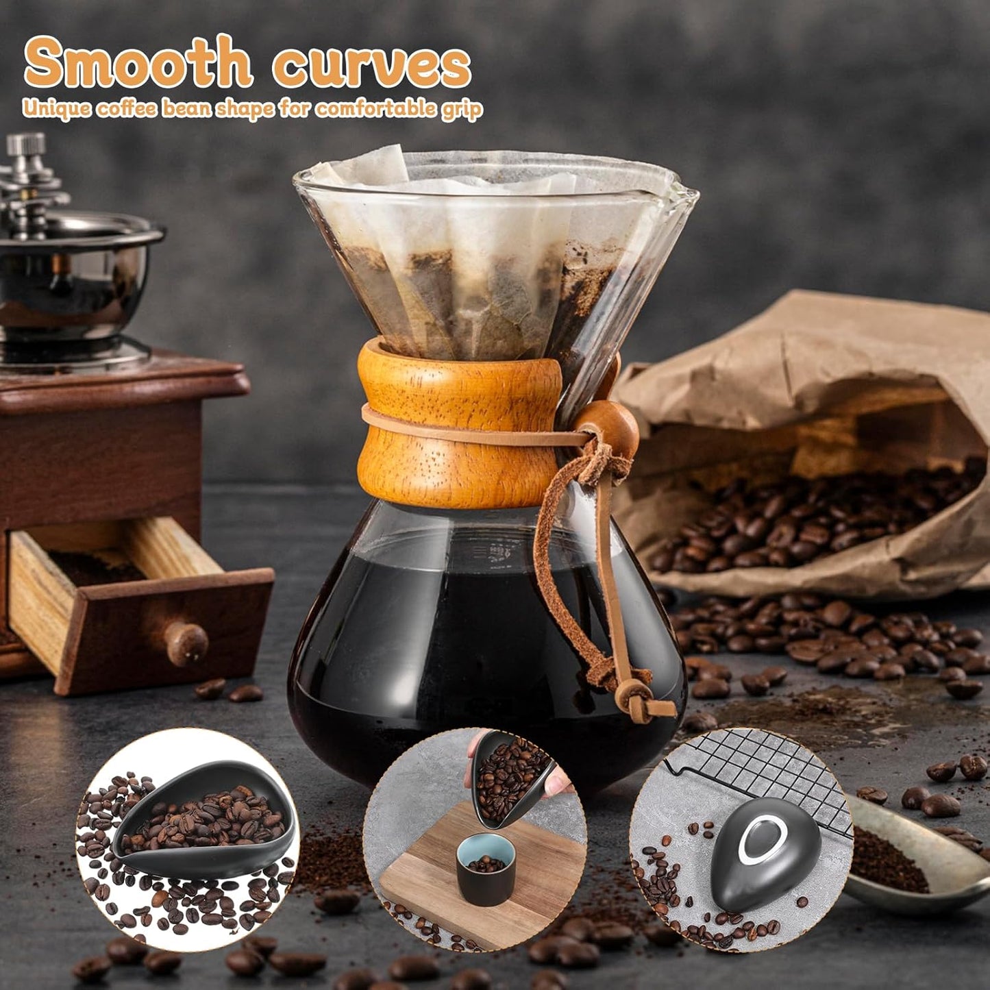 Ceramic Coffee Bean Dosing Cup, Coffee Dosing Tray, Tea Storage Tray, Single Dose Measuring Container for Coffees Beans and Loose Leaf Tea Dosings Vessel