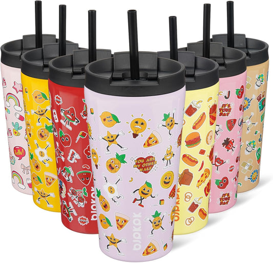 BJPKPK 18oz Tumbler With lid And Straw Stainless Steel Travel Coffee Mug Insulated Tumblers Cups,Hawaii Fruits Purple