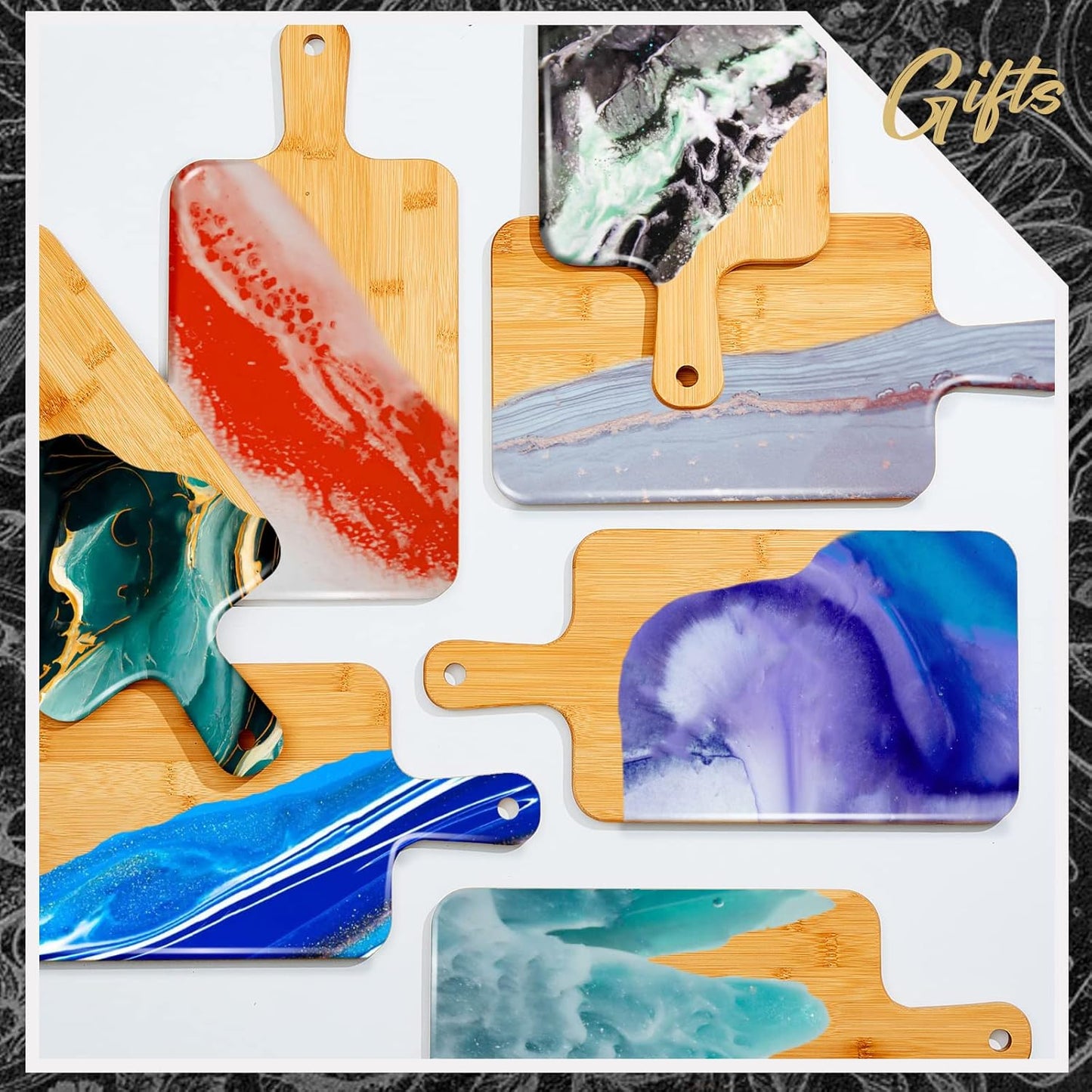 Nuenen 40 Pcs Wood Cutting Board with Handle 15.7 x 7.8 Inch Acacia Bamboo Wooden Serving Kitchen Chopping Boards for Pizza, Bread, Cheese, Charcuterie, Fruit, Vegetables (Bamboo)