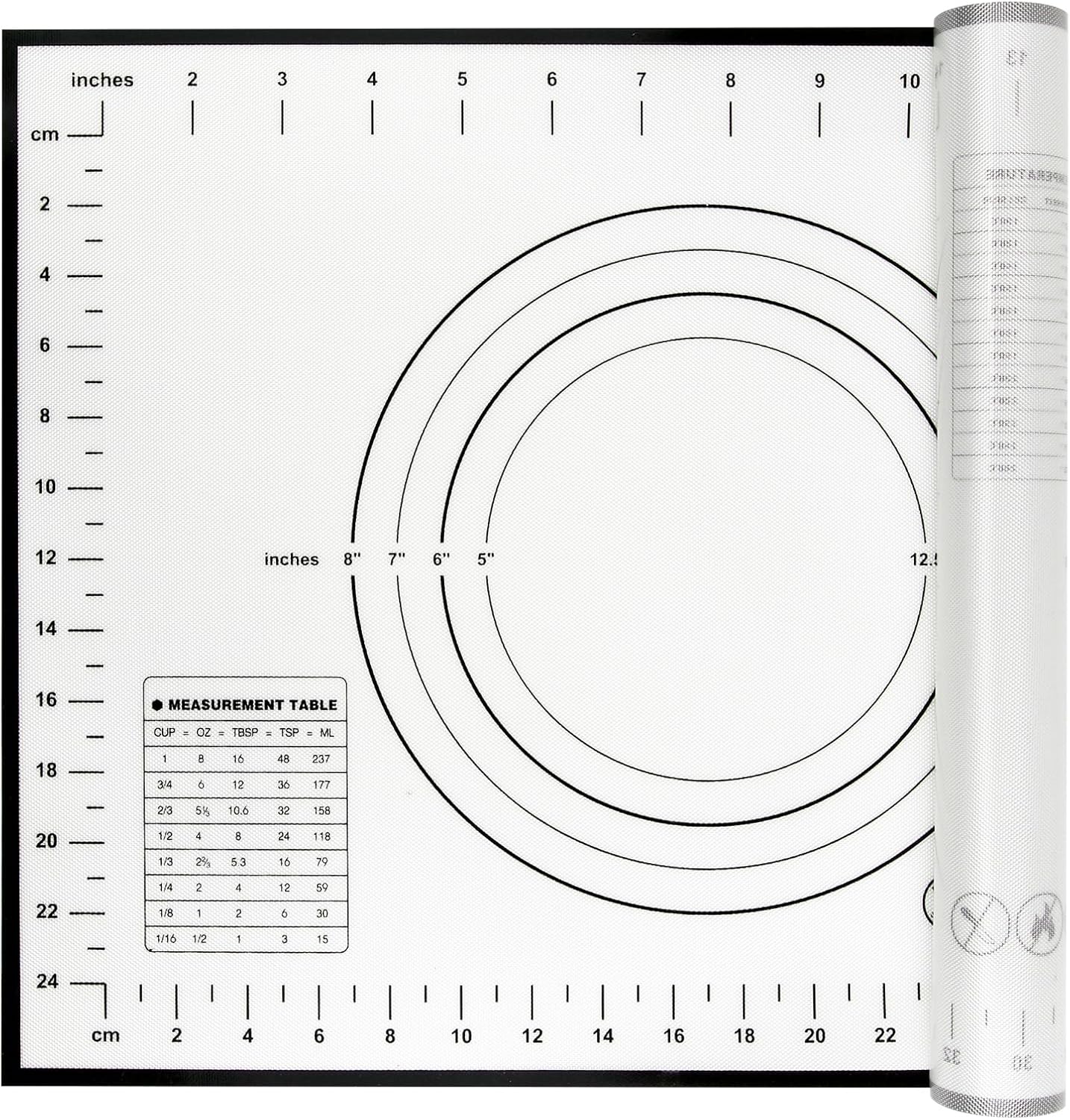 Yansumi Silicone Pastry Mat Extra Large Non-Slip Mat for Rolling Dough Pie Crust and Baking Non-Stick with Measurements (16x12,Black)
