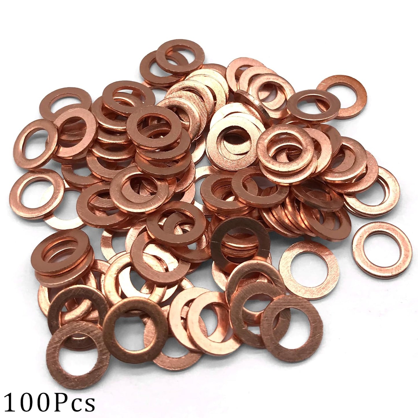 M6 Flat Washer Copper Sealing Ring, 6mm ID 10mm OD 1mm Thickness Metric Sealing Gasket, 100 Pieces