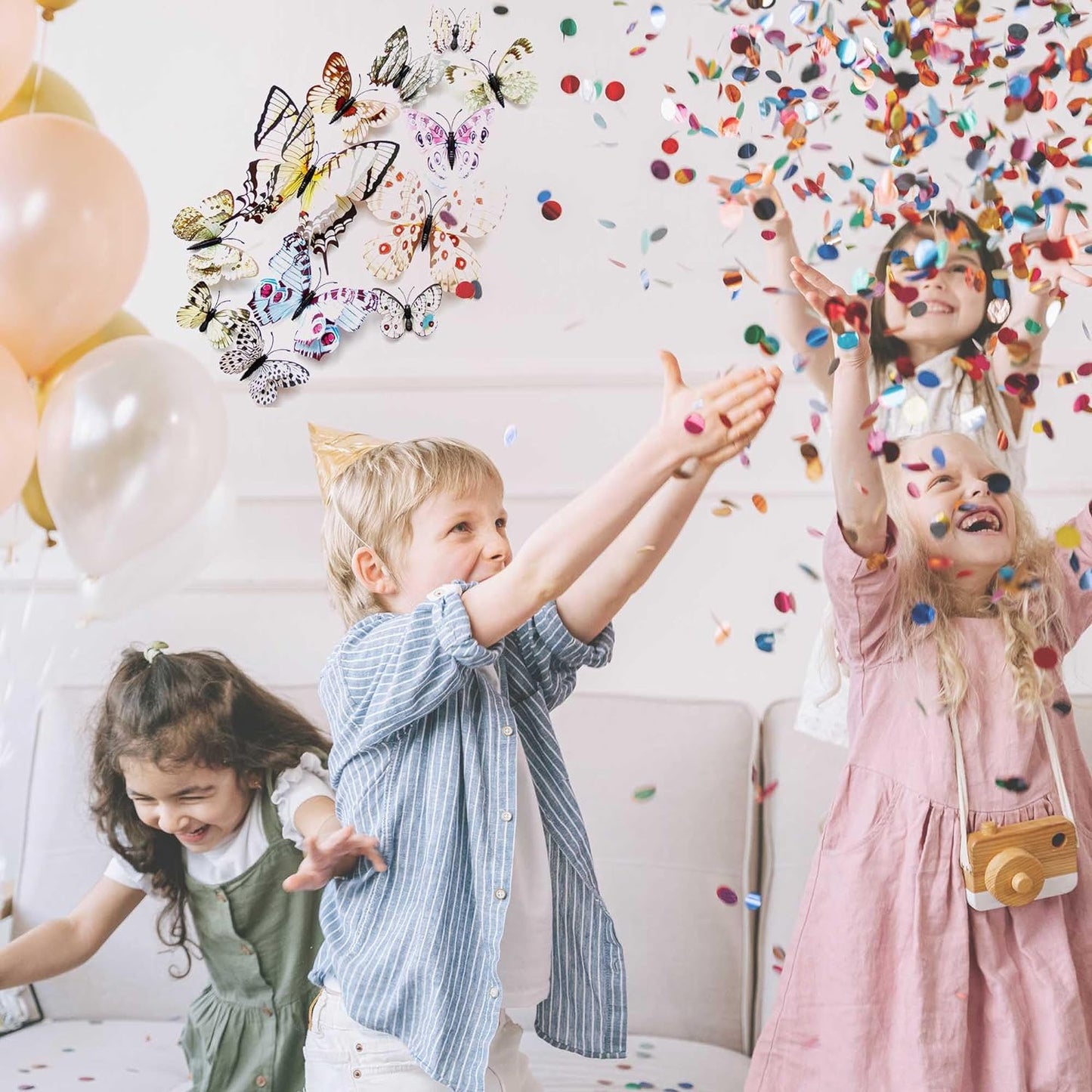 Butterfly Wall Decor 24/48 PCS, 3D Butterflies Stickers for Party Decorations with Magnets (White, 24)