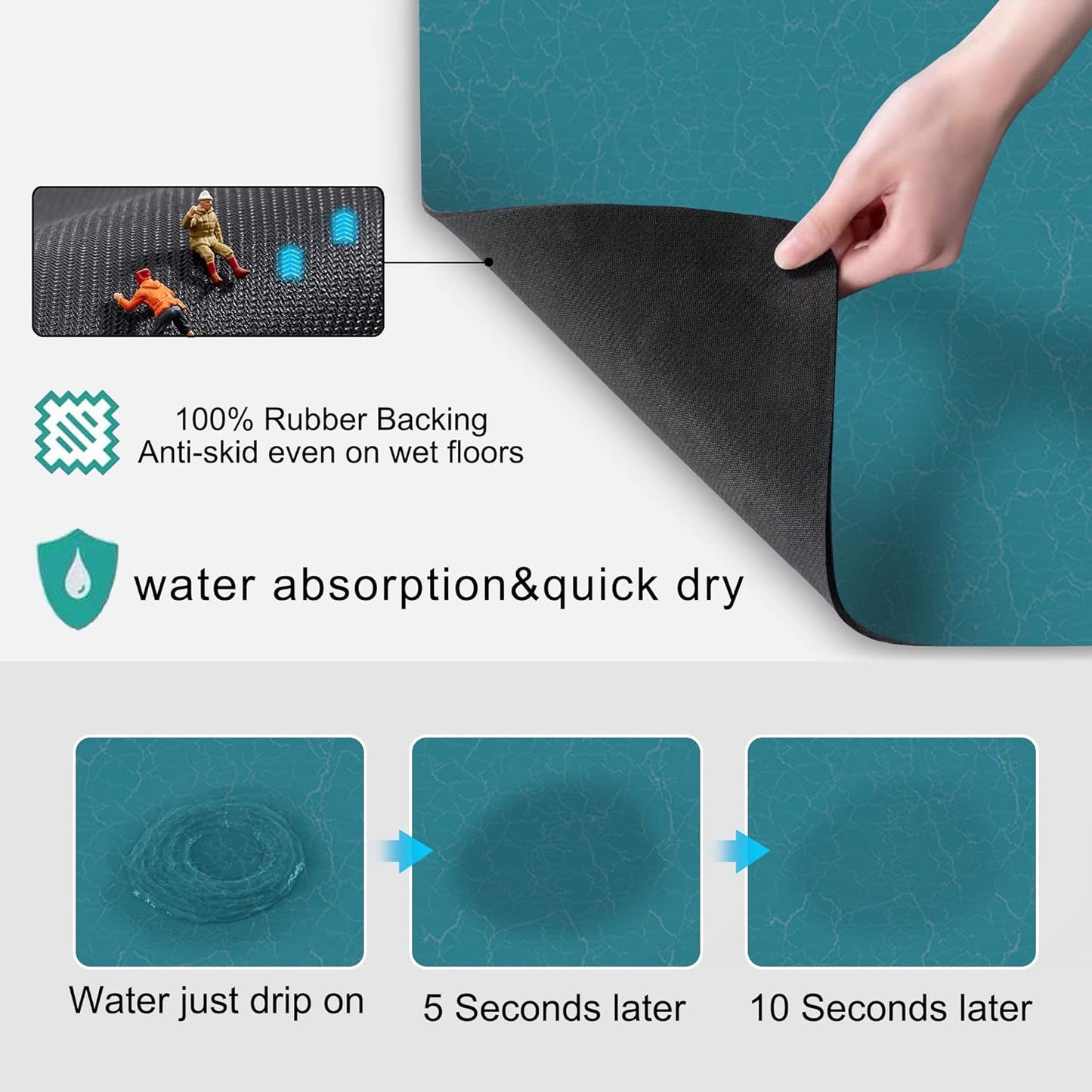 GOLENER Coffee Mat - Hide Stain Rubber Backed Absorbent Dish Drying Mat for Kitchen Counter- Bar Accessories Fit Under Coffee Maker Machine Cafe Pot Espresso Machine Dish Rack