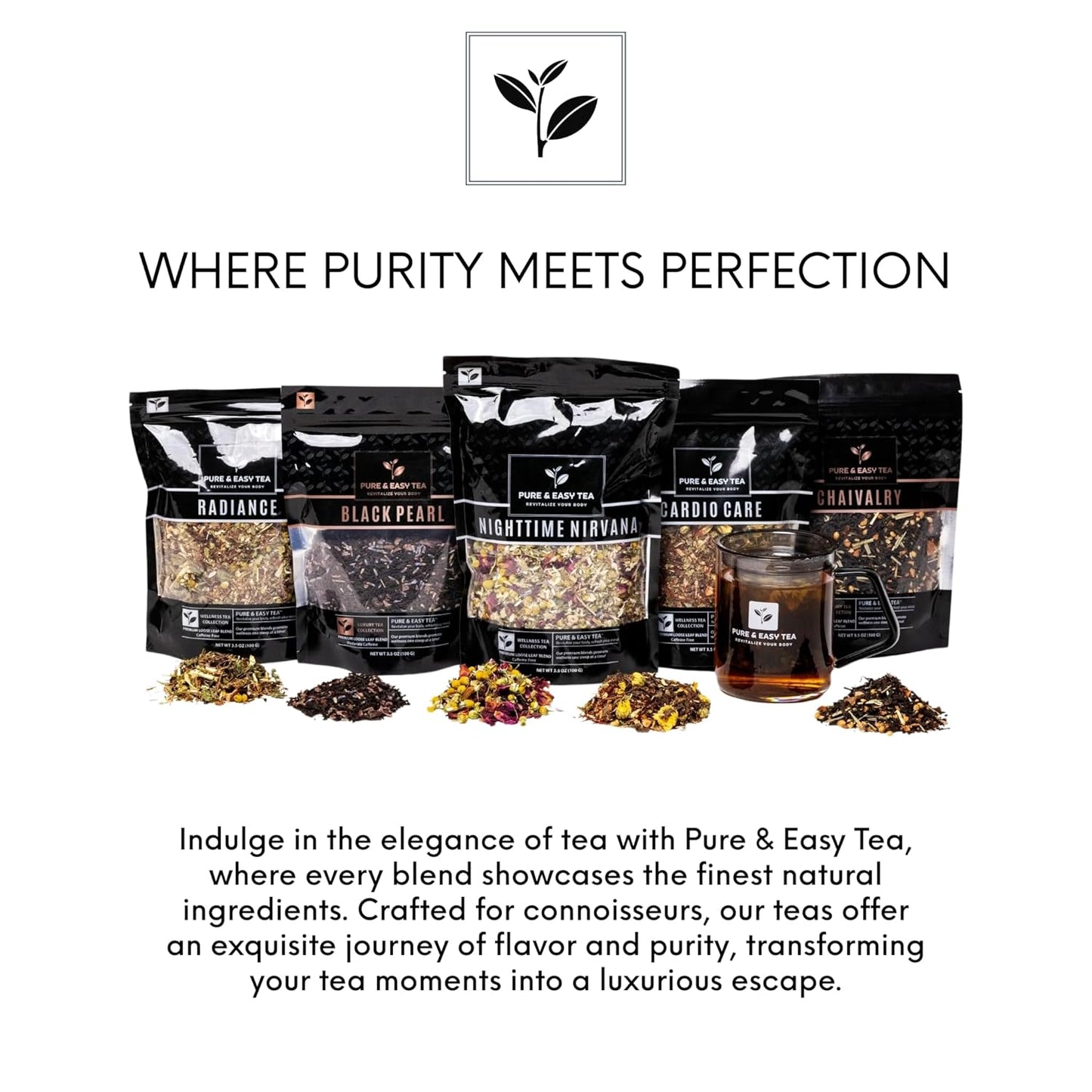 Pure And Easy Tea, Premium Loose Leaf Black Tea with Guava and Strawberry, 100% Natural & Unsweetened, Enjoy Hot or Iced, Makes 30+ Cups, 100g (3.5oz)