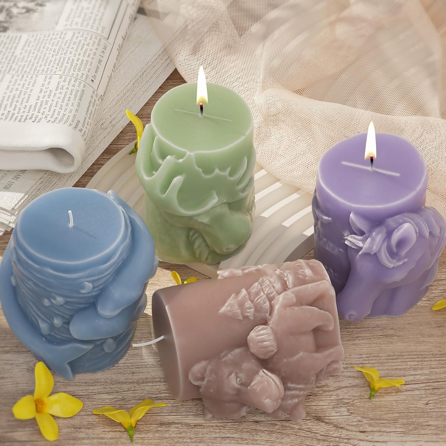 Elephant Cylinder Animal Resin Casting Silicone Mold for Home Decor & Candle Making Wave Spiral Mold