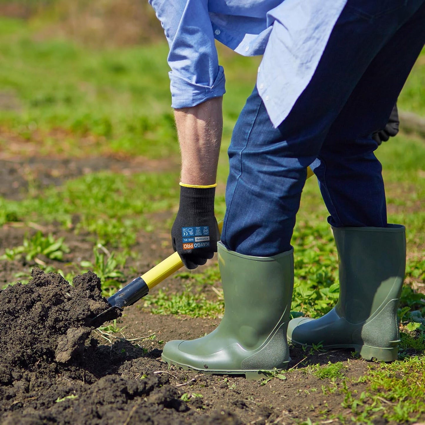 KAYGO Cut Resistant Gloves PU Coated, 12 Pairs Safety Work Gloves with full fingers Touchscreen, ANSI Cut Level A2, for Men and Women, Ideal for General Duty Work KG11P, Black,2XL