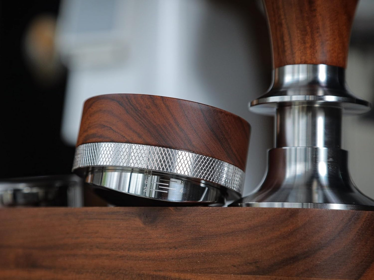 51mm Espresso Distributor Tool KNODOS Rosewood Coffee Distributor Stainless Steel 51 mm Distribution Tool Leveler with Adjustable Depth Premium Espresso Machine Accessories