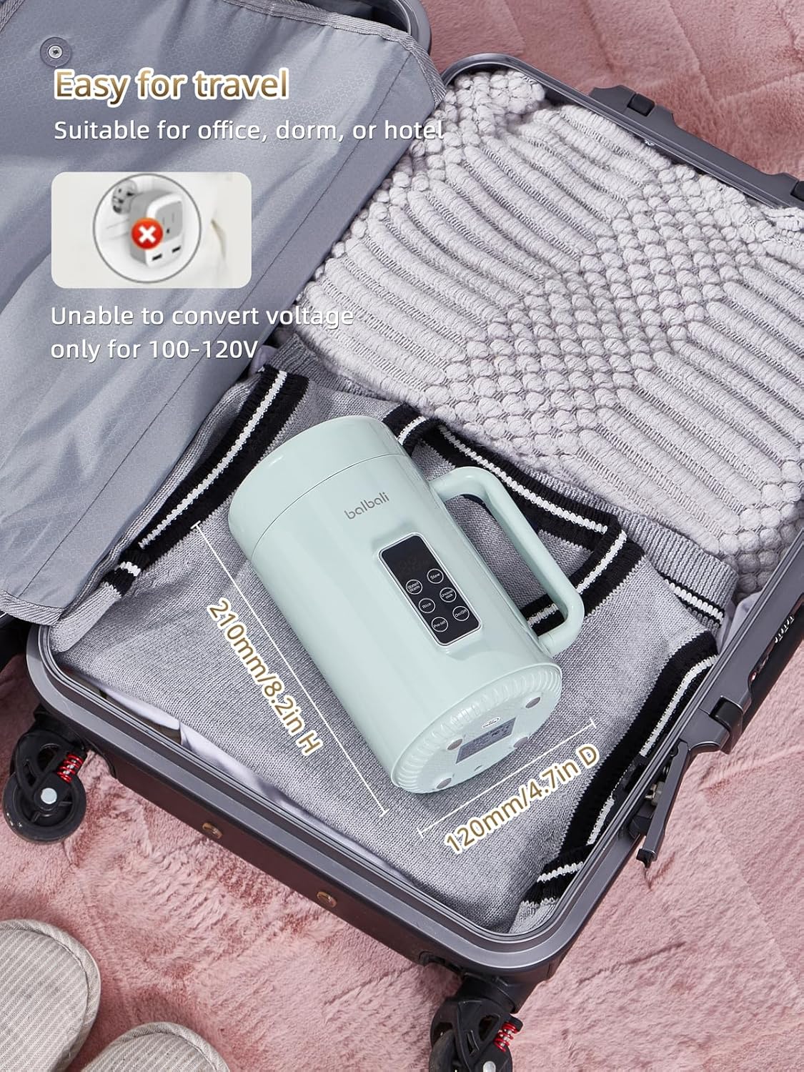 balbali Portable Electric Pot for Cooking Dorm Room - 28oz Non-stick Travel Electric Kettle, Mini Hot Pot with Temperature and Time Control - Self Heating Soup/Rice/Ramen Cooker/Warmer Green