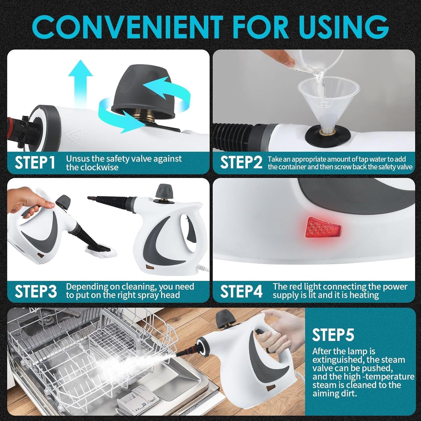 Laytic Steammaster Pro, Laytic Handheld Steam Cleaner, 10 In 1 Handheld Pressure Multi Purpose Cleaner Home Use (Blue)