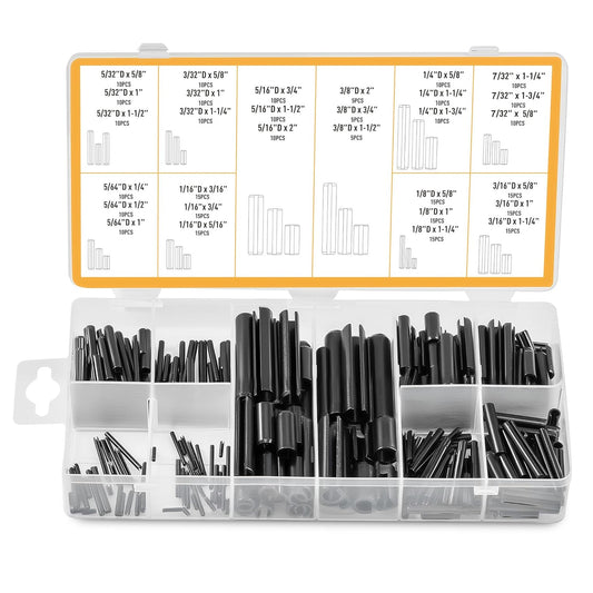 ZELCAN 330pcs SAE Roll Pin Set, Split Expansion Pin Assortment Kit for Home Improvement Automotive Repair More, 5/32 3/32 5/16 3/8 1/4 7/32 5/64 1/16 1/8 3/16 Inch Slotted Spring Pins, Various Lengths