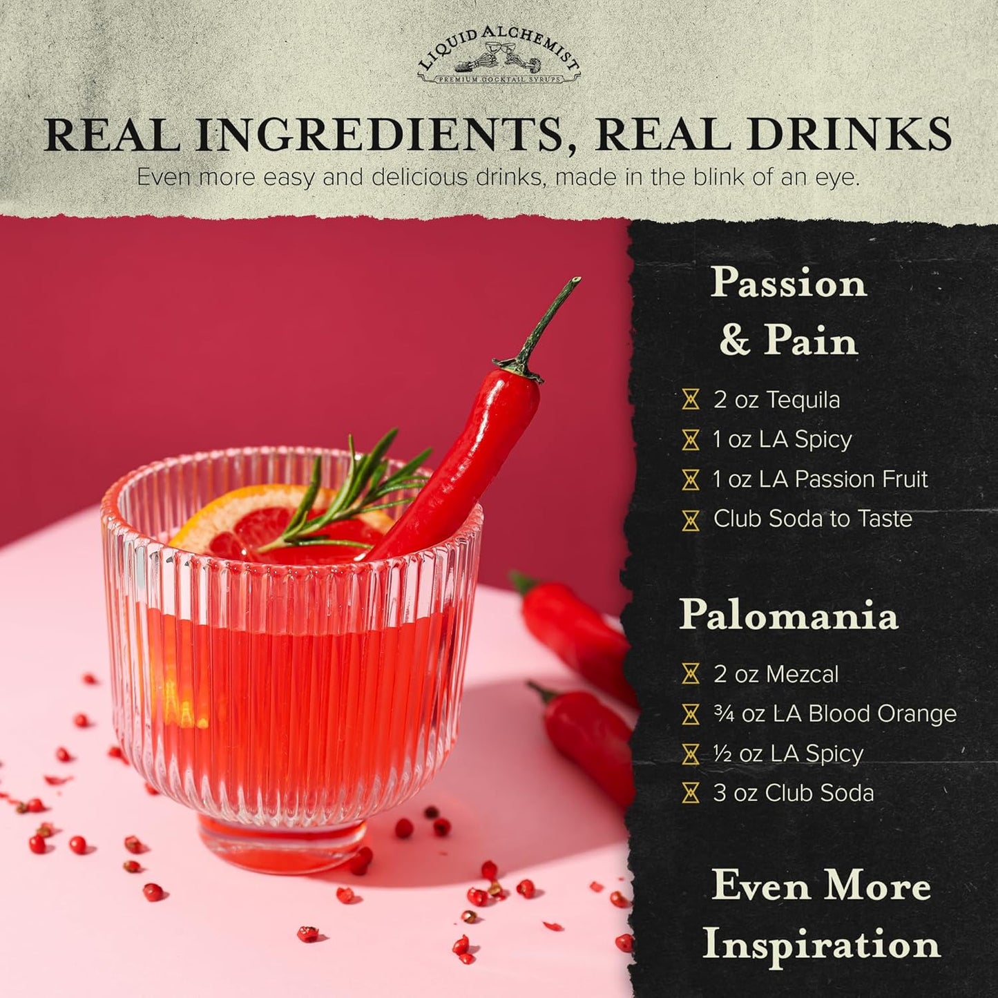 Liquid Alchemist Spicy Habanero Infused Simple Syrup for Cocktails – Real Ingredients Make our Habanero Syrup a Great Spicy Margarita Mix & Paloma Picante - Vegan, Non-GMO Sweet Heat Drink Mix (12 oz)