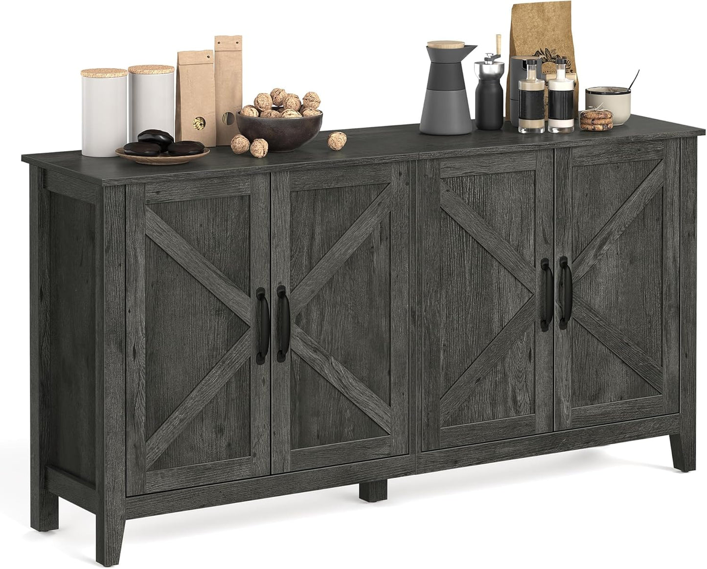VASAGLE LIRY Collection - Storage Cabinet, Buffet Cabinet, Sideboard, Credenza, with Adjustable Shelves, for Living Room, Entryway, Antique Charcoal ULSC381T04