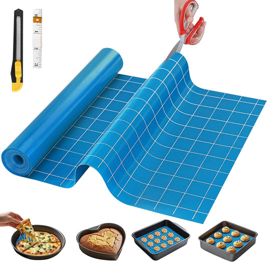Silicone Baking Mat, 16 IN x 10 FT Free Cutting Baking Sheet, Non-Stick Reusable Dough & Pastry Mat, Non-Slip Silicone Mat Roll for Air Fryer Liner, Freeze Dryer, Oven Baking Pan, Kitchen Counter