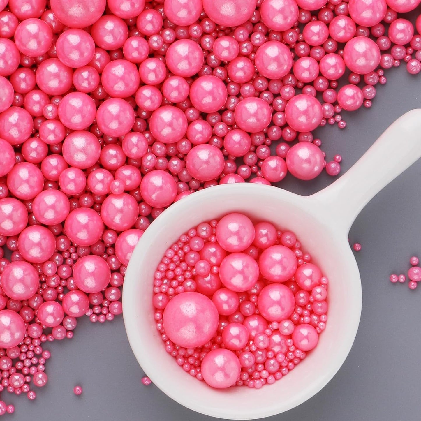 Pink Sprinkles for Cake Decorating, 6 Sizes Mix Edible Pearl Sugar Sprinkles for Baking Cupcake Cookies Ice Cream Topping Cake Decorations 4.6 oz