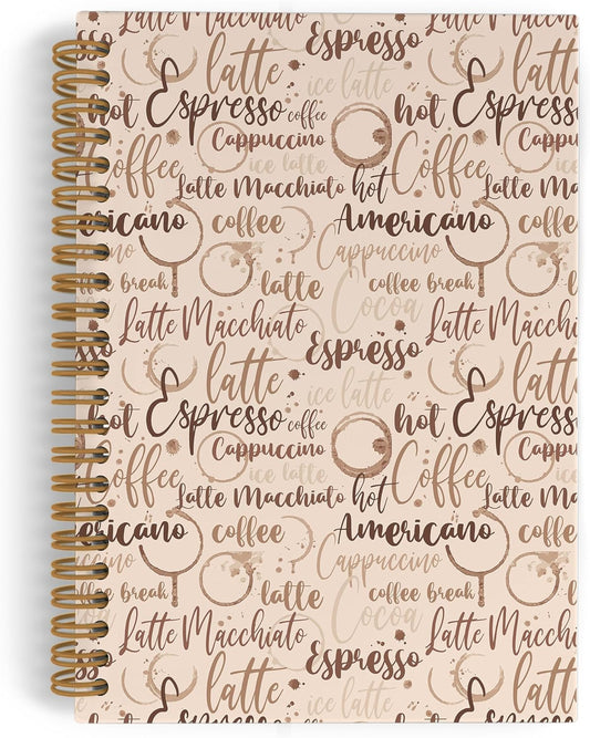 Coffee Themed Spiral Notebook, Coffee Gifts for Women, Coffee Tasting Journal Notebook, Coffee Notebooks for School Work, Coffee Lover Office Supplies Gifts for Women Men, 5.5x8.3 Inch