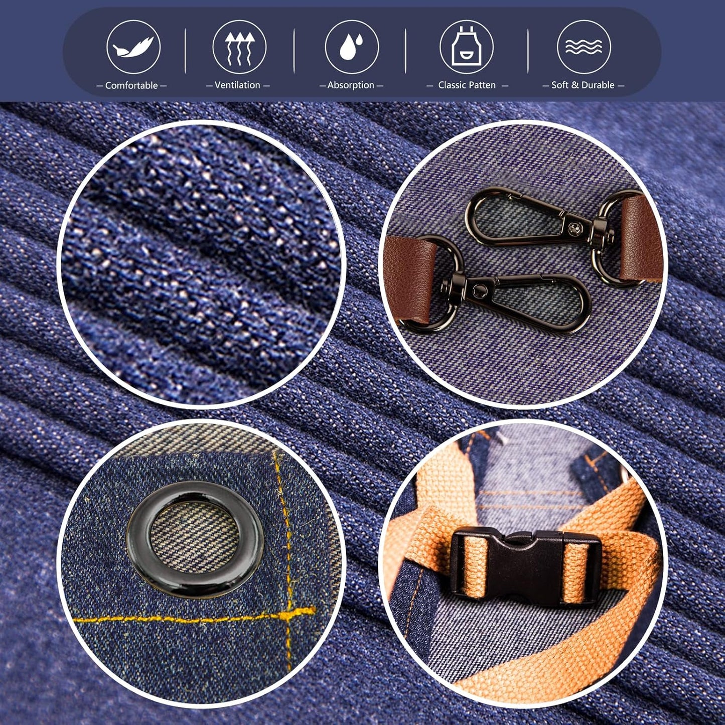 Kitchen Apron, Work Apron, Canvas, Multiple Pockets, Gardening, Painting, BBQ, Artist, Carpenter, Sizes M to XXL, Denim