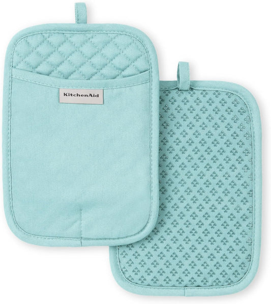 KitchenAid Asteroid Pot Holder 2-Pack Set, Mineral Water, 7"x10"