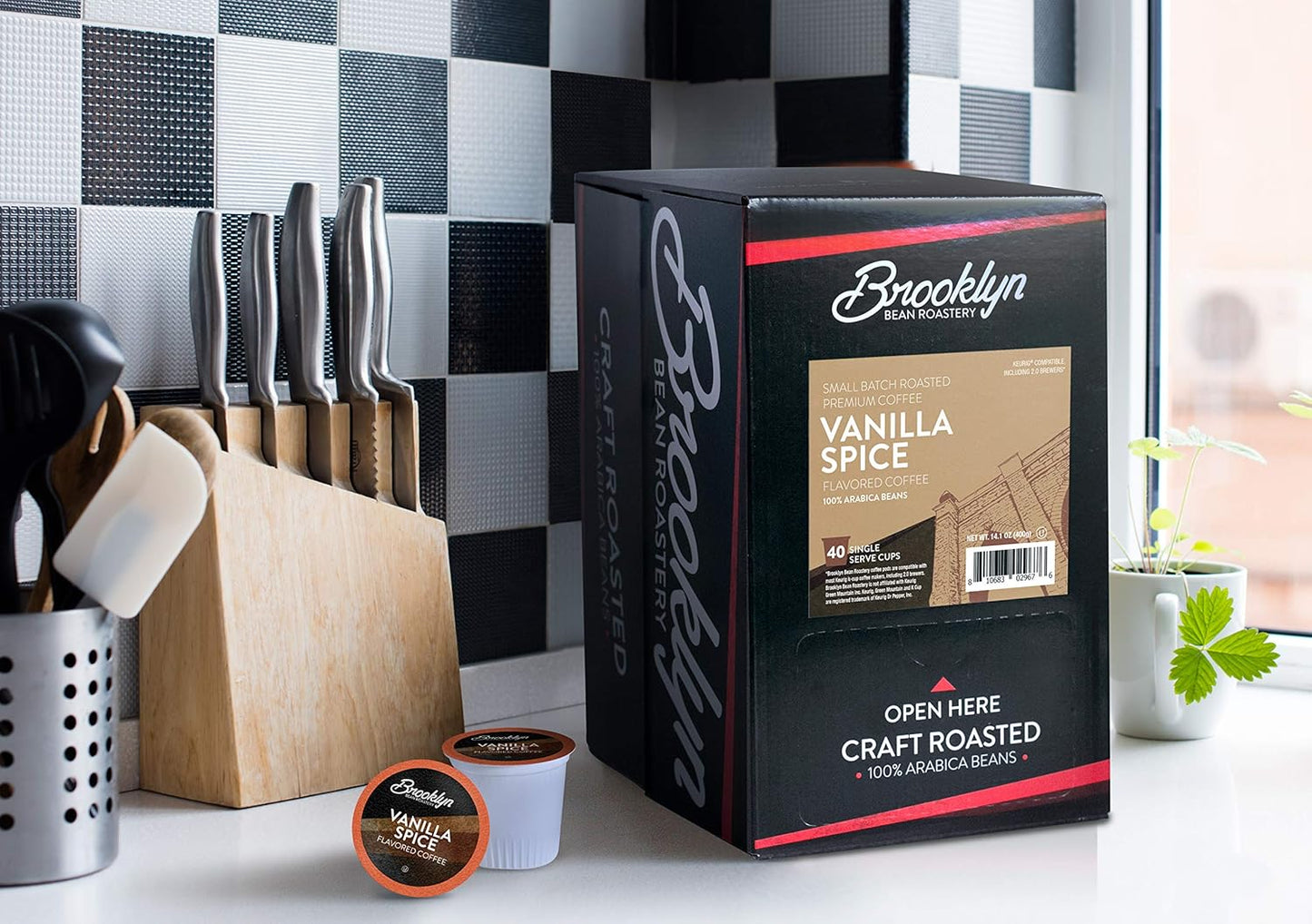 Brooklyn Beans Roastery Vanilla Spice Flavored Coffee Pods - Compatible with Keurig K Cup Brewers Including 2.0 Machines, 40 Count