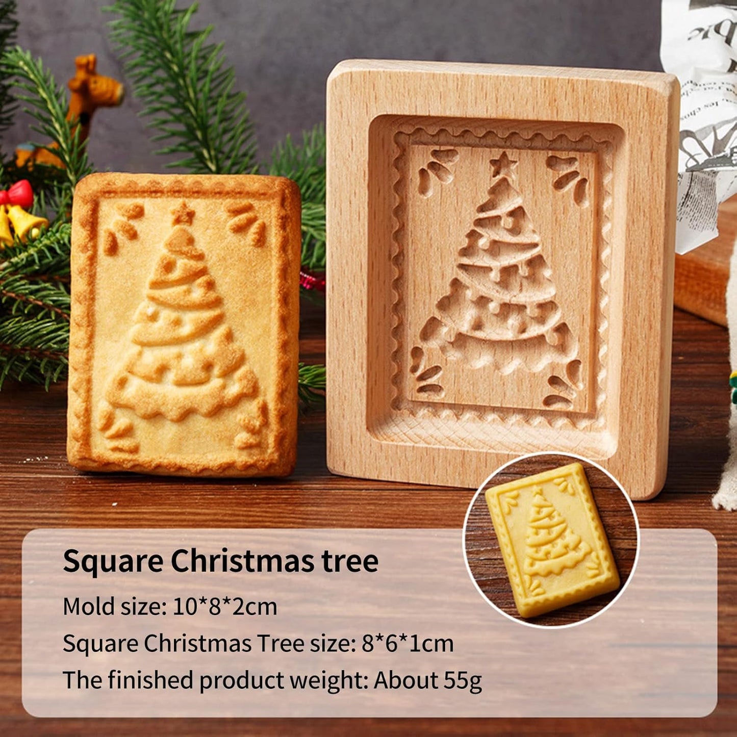 Wooden Cookie Biscuit Mold, 3D Baking Embossing Craft Decorating Tool, Suitable for Halloween Thanksgiving Christmas Kitchen DIY