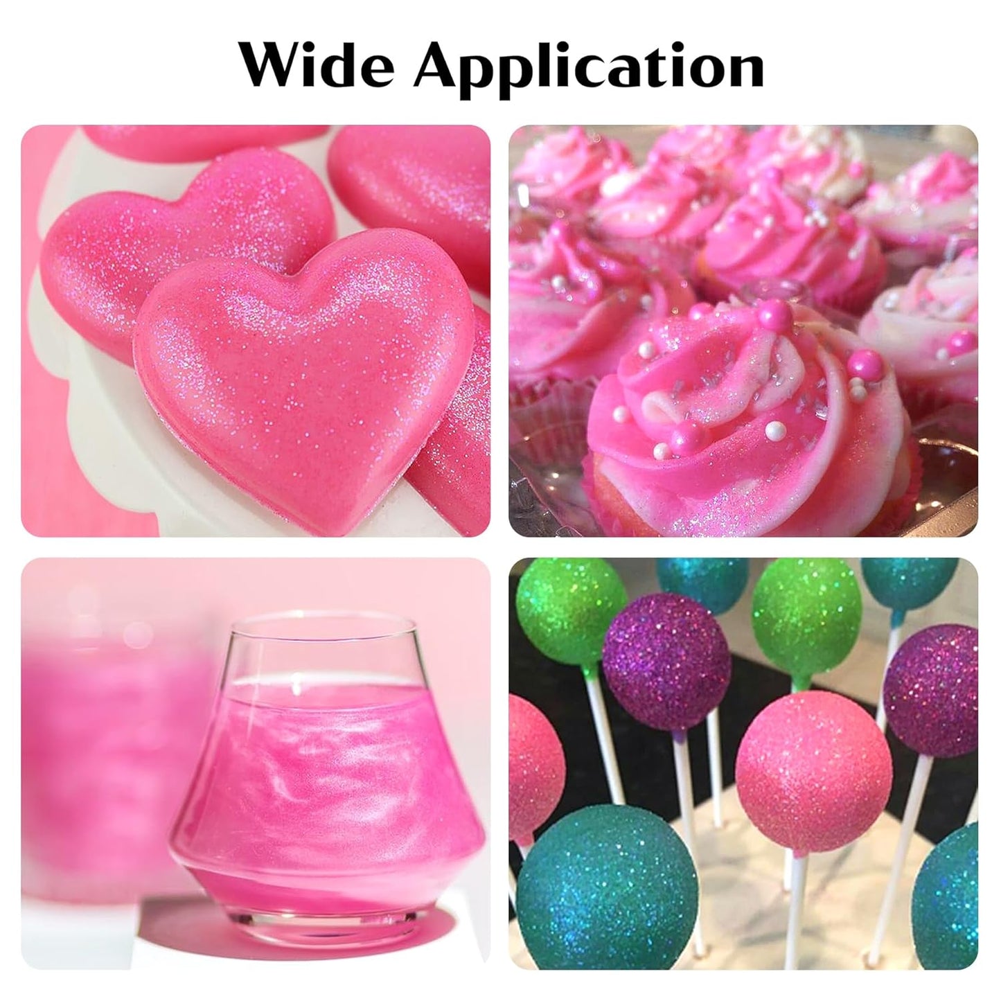 Pink Edible Glitter for Cocktails Luster Dust Edible Pink Drink Glitter Food Grade Shimmer Powder for Cakes Beverage Chocolate, 6g