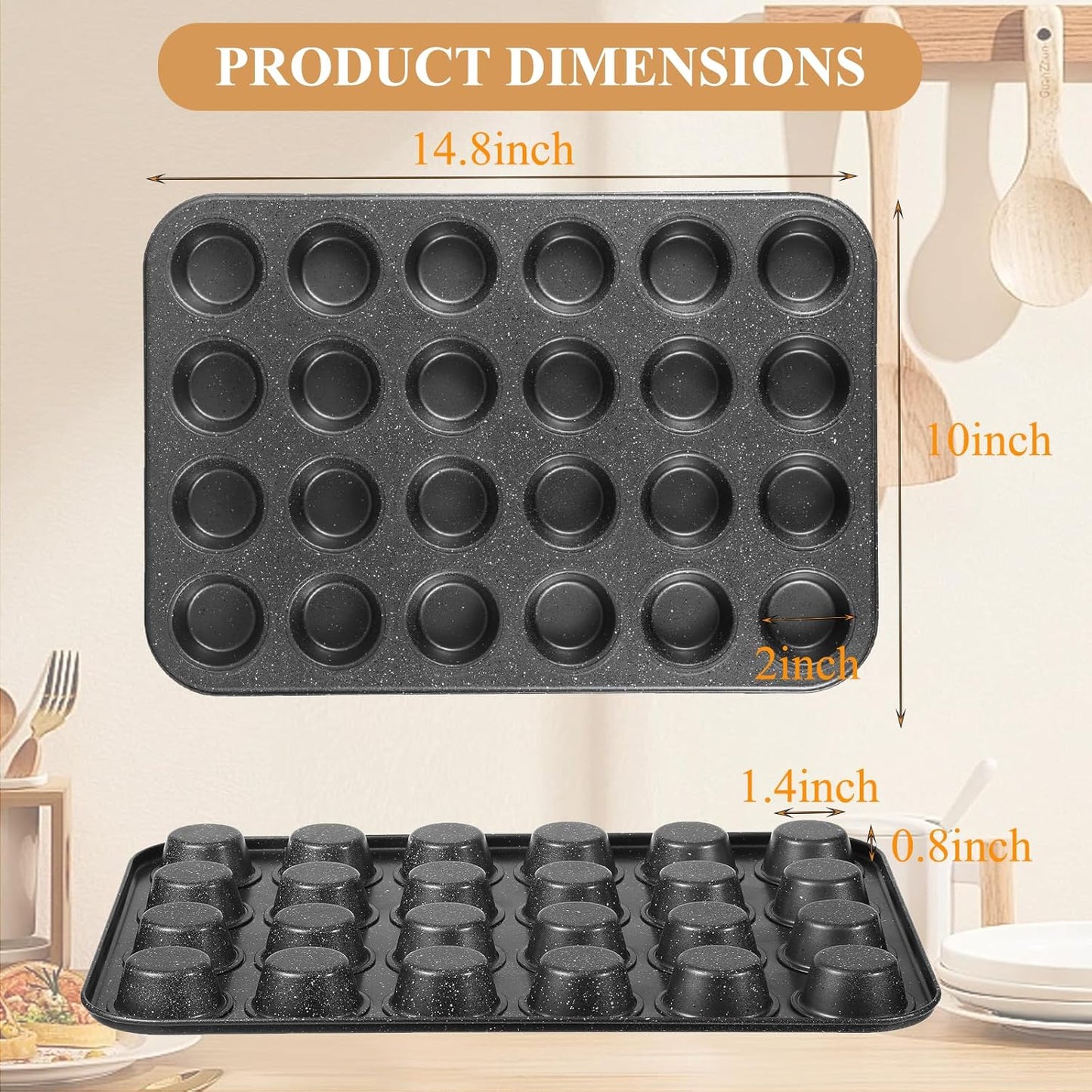 Muffin Cupcake Pan, Mini Muffin Tins Nonstick 24, Muffin Top Pan and Mini Cheesecake pans, Toast Oven Baking Supplies Non Stick Cake Pans Muffin Tray