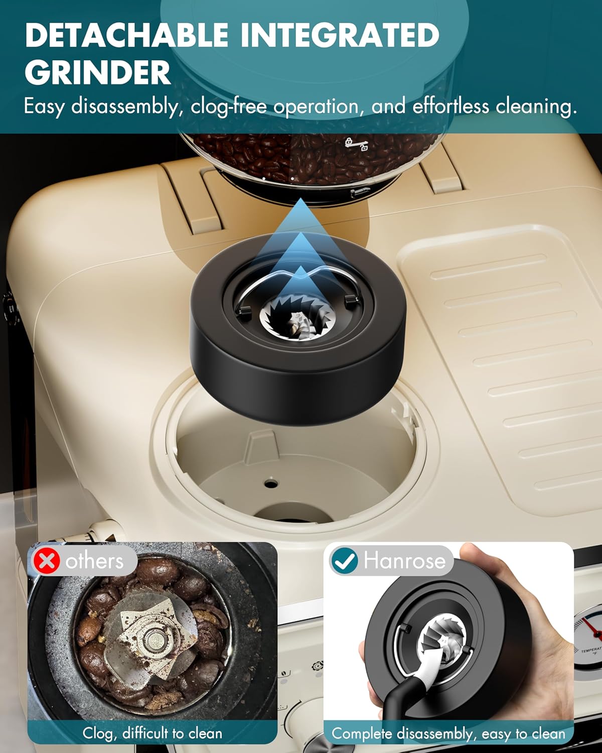 Espresso Machine With Grinder, 20 Bar Espresso Machine with Milk Frother Steam Wand, Espresso Machines for Home, Expresso Coffee Machines Professional, Cappuccino Latte Machine