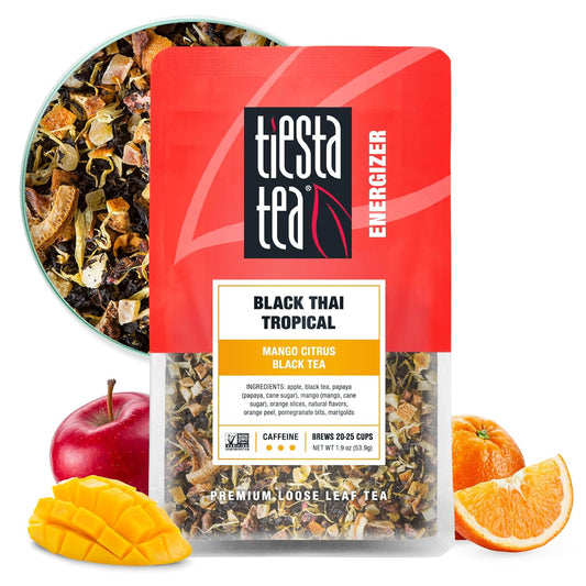 Tiesta Tea - Black Thai Tropical, Loose Leaf, Mango Citrus Black Tea, Premium Blend, High Caffeinated, Make Hot or Iced & Brews Up to 25 Cups, 1.9oz Resealable Pouch