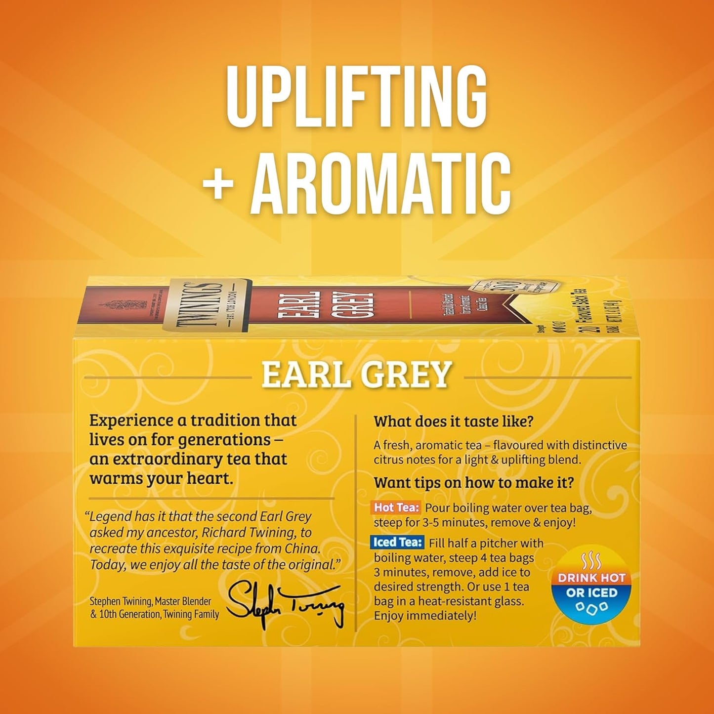 Twinings Earl Grey Black Tea Individually Wrapped Bags, 20 Count (Pack of 6), Flavoured with Citrus and Bergamot, Caffeinated, Enjoy Hot or Iced, 120 Teabags