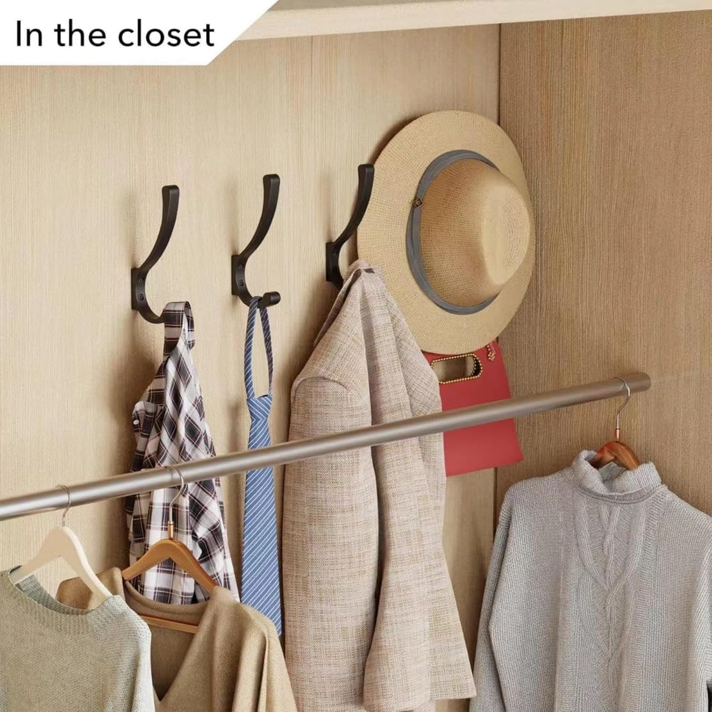 8 Pack Hanging Coat Hooks Wall Mount, Coat Hanger Wall Hangers, Metal Hooks for Hanging Heavy Duty, Screw in Hooks for Hanging Towels, Clothes, Backpack, Hat, Bag, Jacket, Key, Robe, Backpack Grey