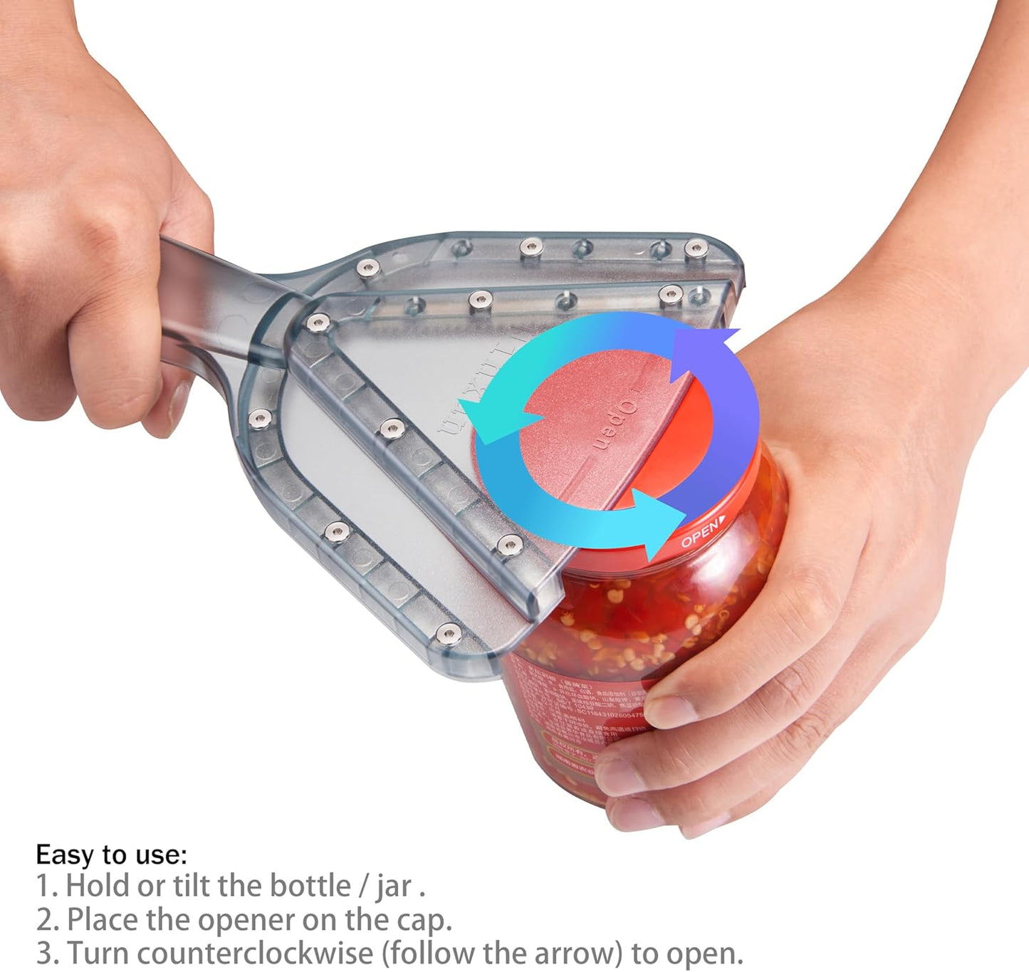 Jar Opener for Weak Hand & Seniors with Arthritis,Easy Twist Off Bottle Caps,Patent | Unique Kitchen Gadgets, Christmas Gifts for Elderly/Women/Men (Transparent)