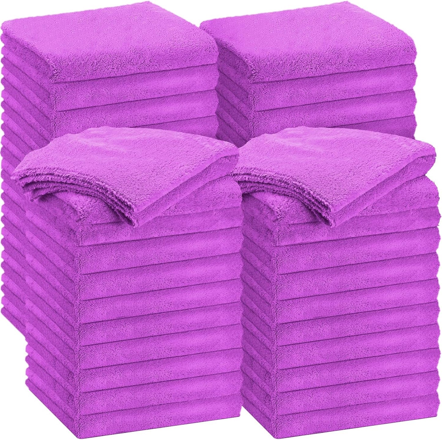 Shimeyao 30 Pcs Edgeless Microfiber Plush Towels for Cars Detailing Drying Wash Polishing Absorbent Cleaning Cloths, 500 GSM, 16 x 16 Inch(16 x 16 Inch,Purple,30 Pcs)