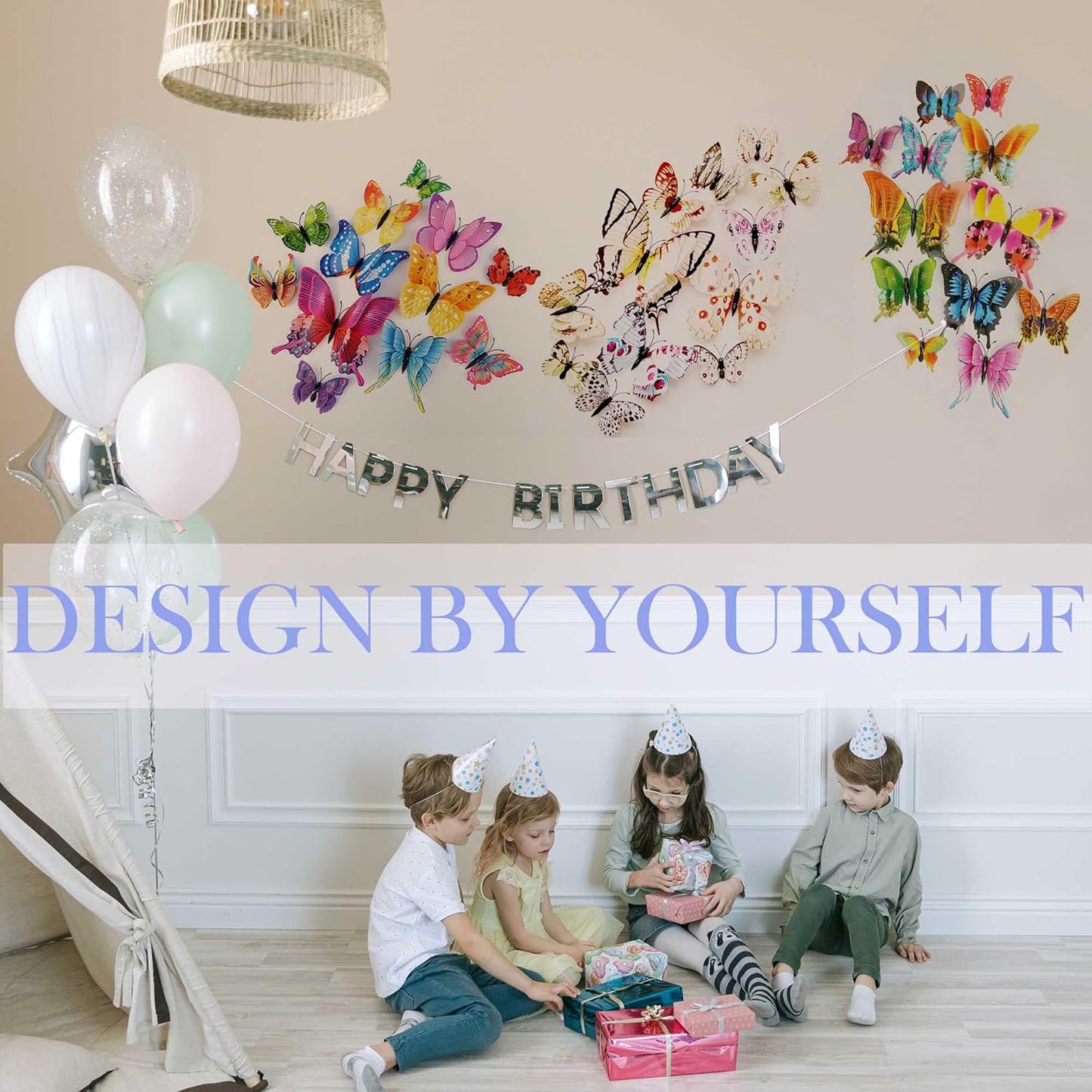 Butterfly Wall Decor 24/48 PCS, 3D Butterflies Stickers for Party Decorations with Magnets (White, 24)