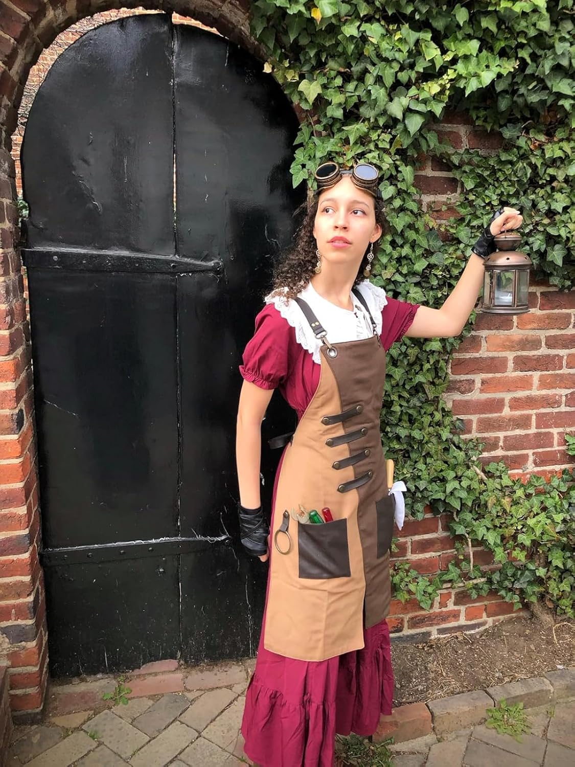 Apron for Women and Men Waterproof Canvas Extra Pocket for Chef Barista Gardening BBQ Grilling Crossback Unisex