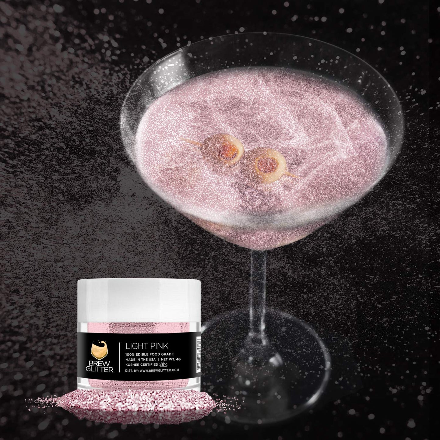 Light Pink BREW GLITTER Edible Glitter For Drinks, Cocktails, Beer, Garnish Glitter & Beverages | KOSHER & HALAL Certified | 100% Edible & Food Grade | Vegan, Gluten, Nut Free (25g, Light Pink)