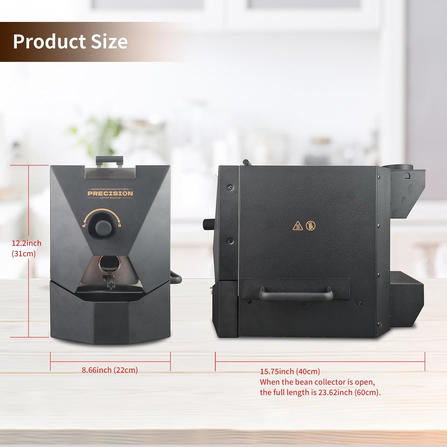 500g Automatic Coffee Roaster Machine for Home Use Wth Smoke Filter(Suitable for Light Roasting), The Smoke Pipes (Suitable for Medium and Dark Roasting) and Chaff Collector