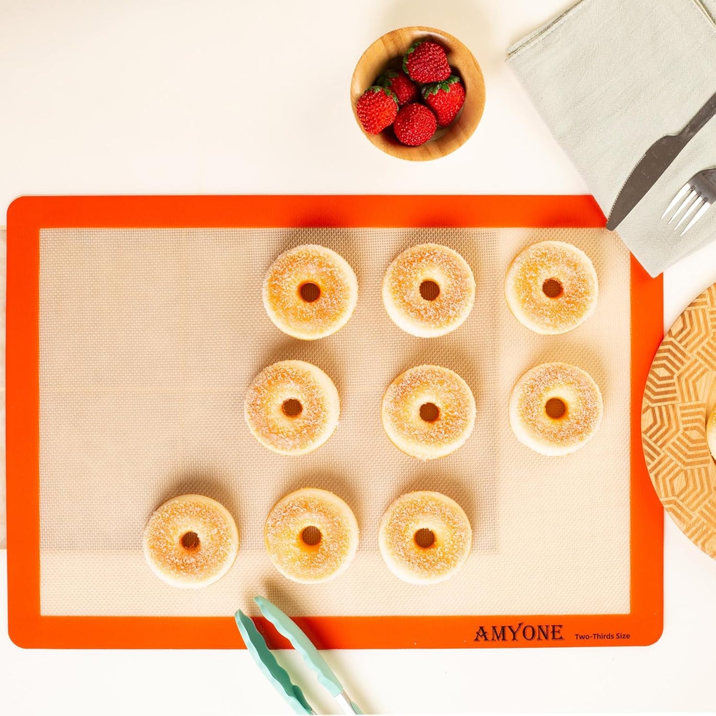 AMYONE Silicone Baking Mats for Two Thirds Size Pan, 2/3 Non-Stick Silicone Baking Sheet Liners for Cookies/Pastries/Chicken/Vegetables, Food Grade Silicone Mat for 15 x 21-inch Big Sheet, 1 PCS