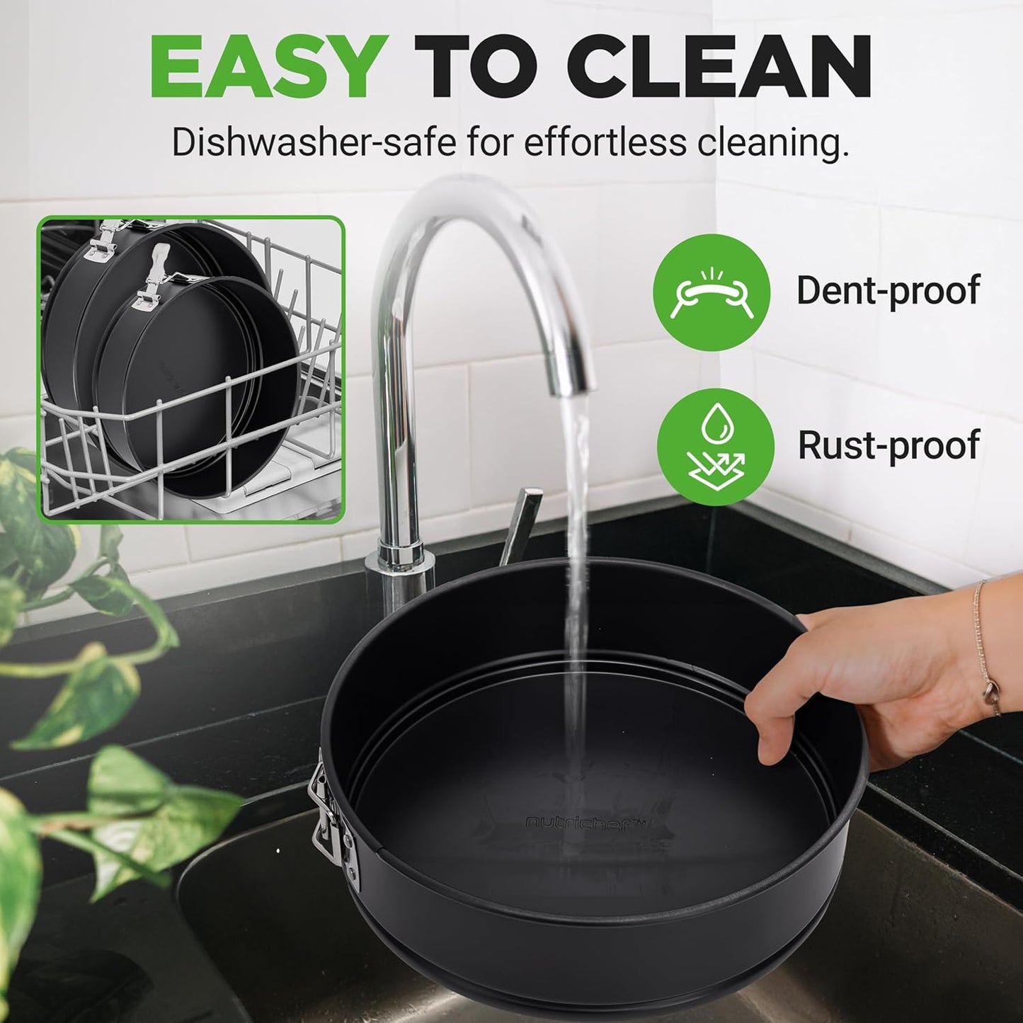 NutriChef 3-Piece Nonstick Springform Pan Set - Premium Carbon Steel Cheesecake Pans with Stainless Steel Clasp - 6", 8", 10" Sizes, Oven Safe up to 450°F - Includes 300pcs Parchment Paper (Black)