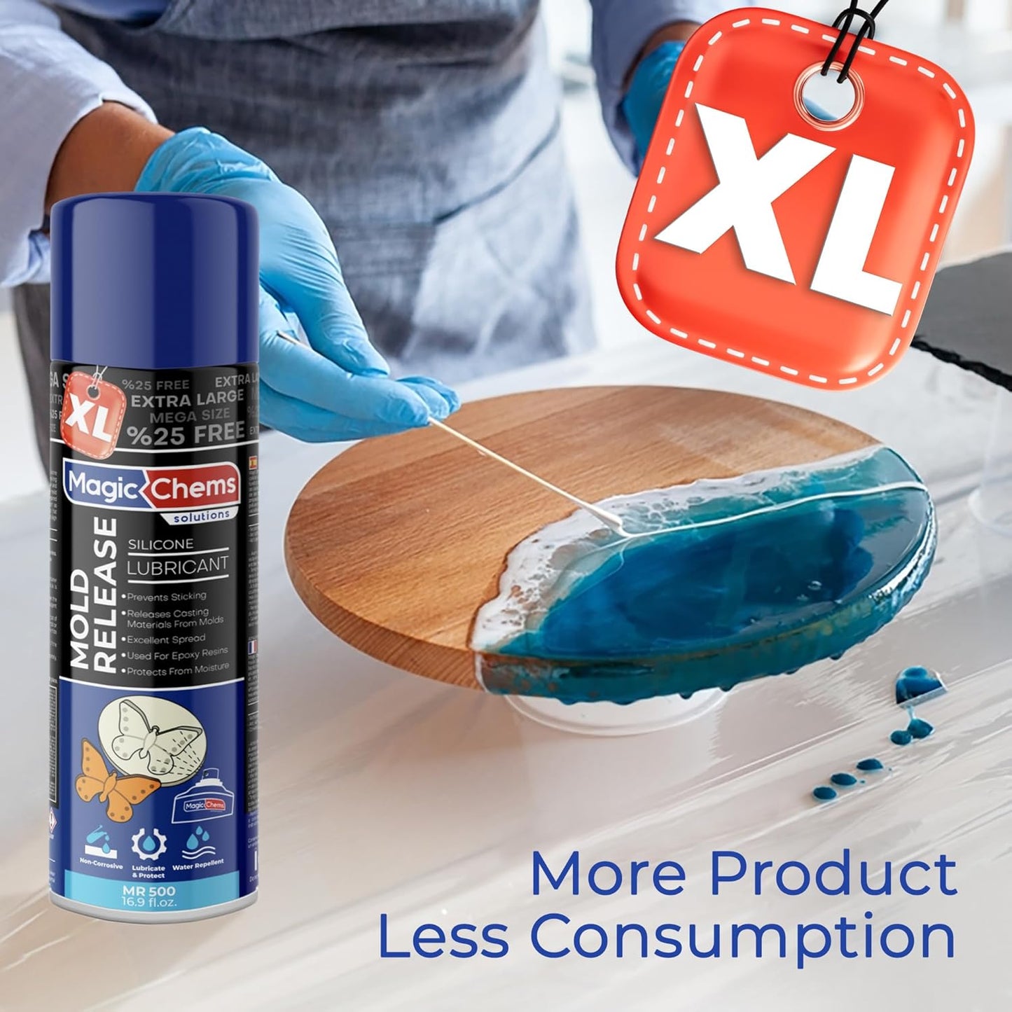 Mold Release, Silicone Mold Release Spray (8x16.9 fl oz/500ml) Mold Release for Epoxy Resin and Candle Mold Release Spray (8 Pack Mega Size)