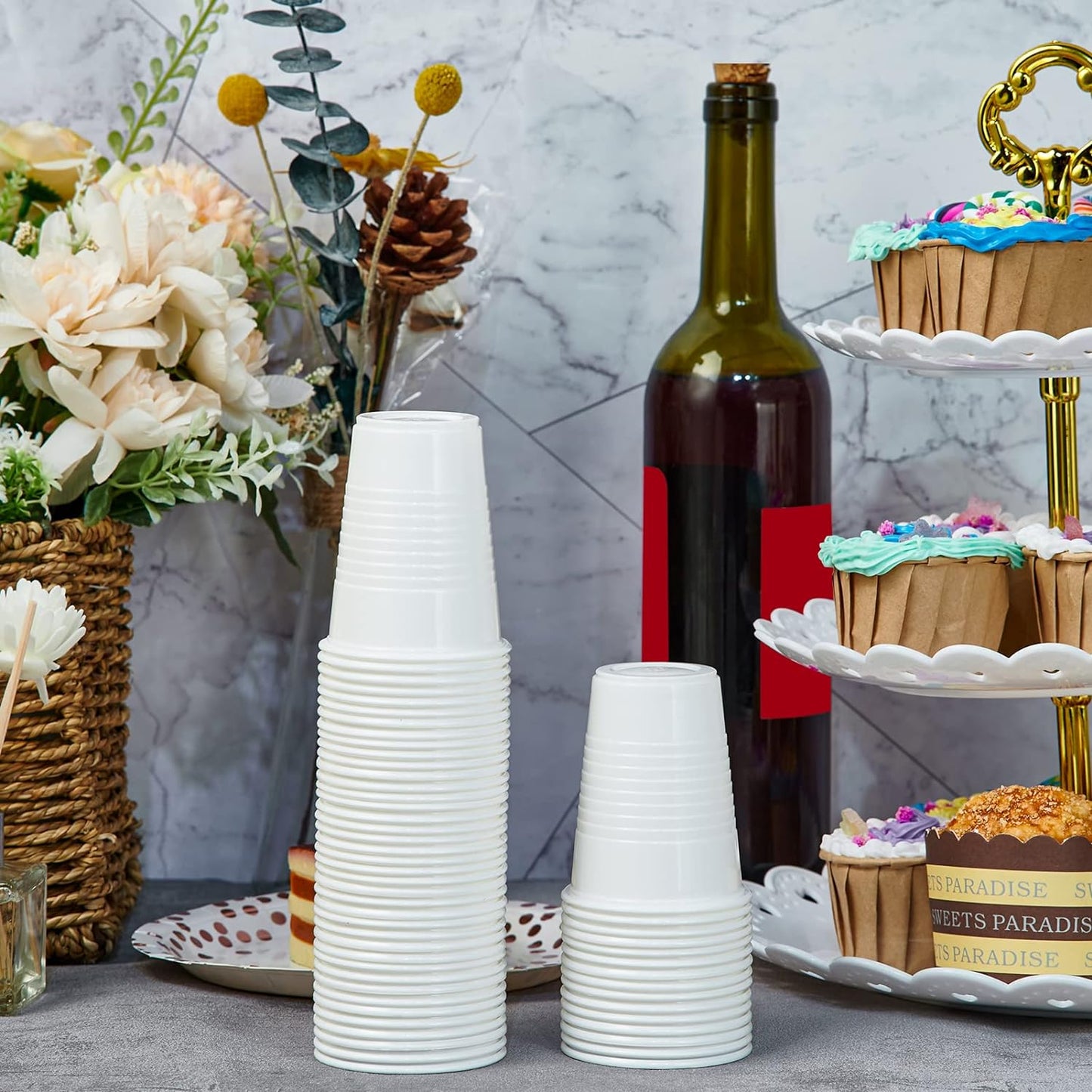 Lilymicky 2000 PACK 5 oz White Plastic Cups, 5 Ounce Disposable Plastic Bathroom Cups for Tasting, Drinking